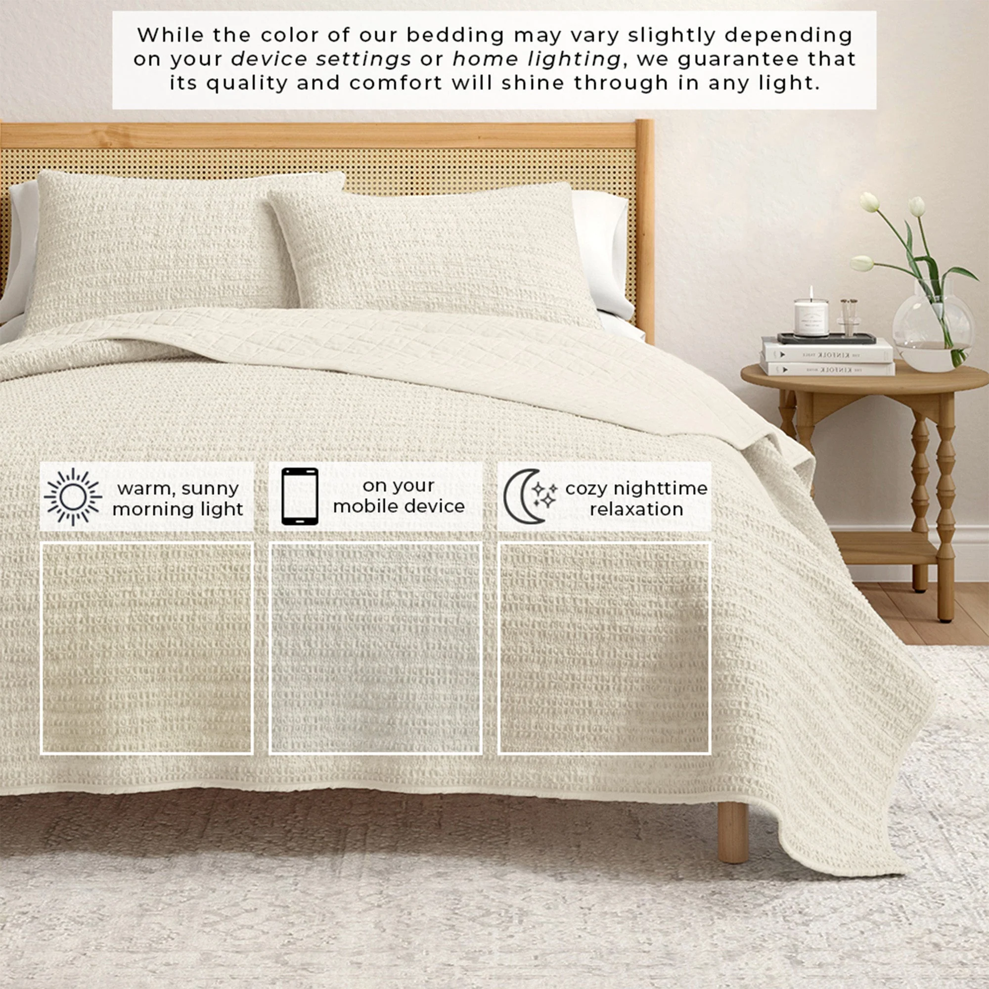 Cotton Honeycomb Waffle Garment Washed Quilt Set - Image 12