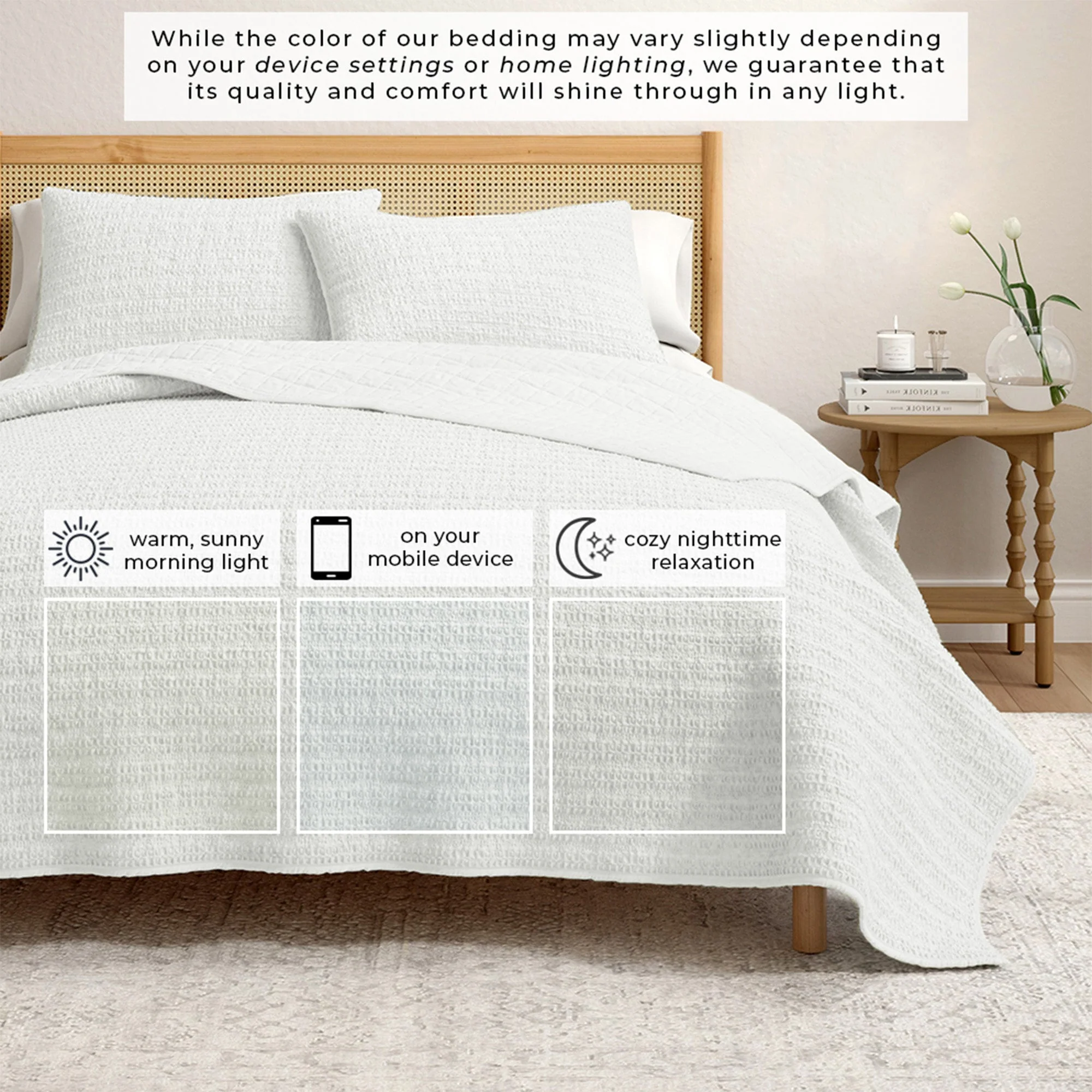 Cotton Honeycomb Waffle Garment Washed Quilt Set - Image 6