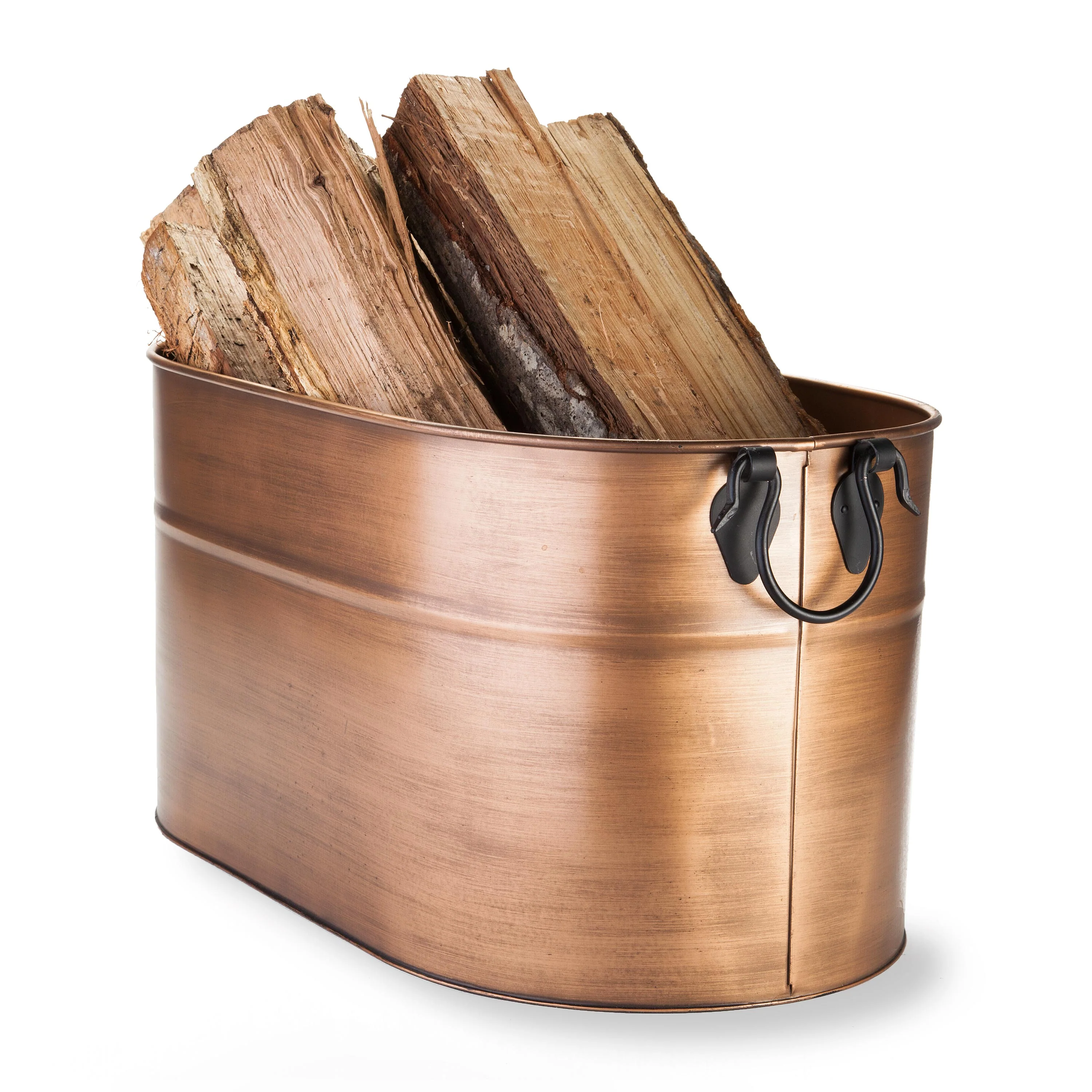 Large Copper Finished Firewood Bucket - Image 3
