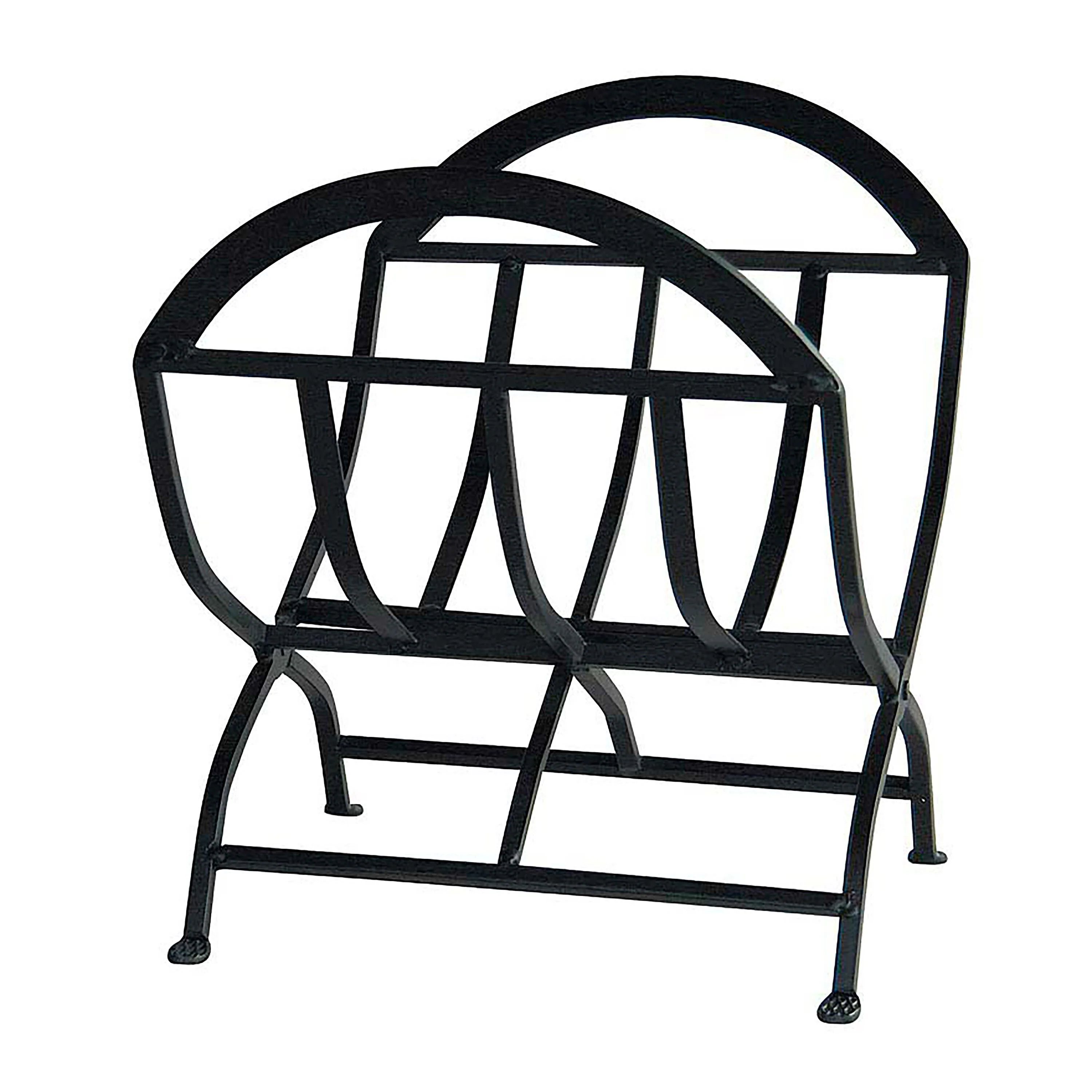Black Wrought Iron Log Holder with Arched Top