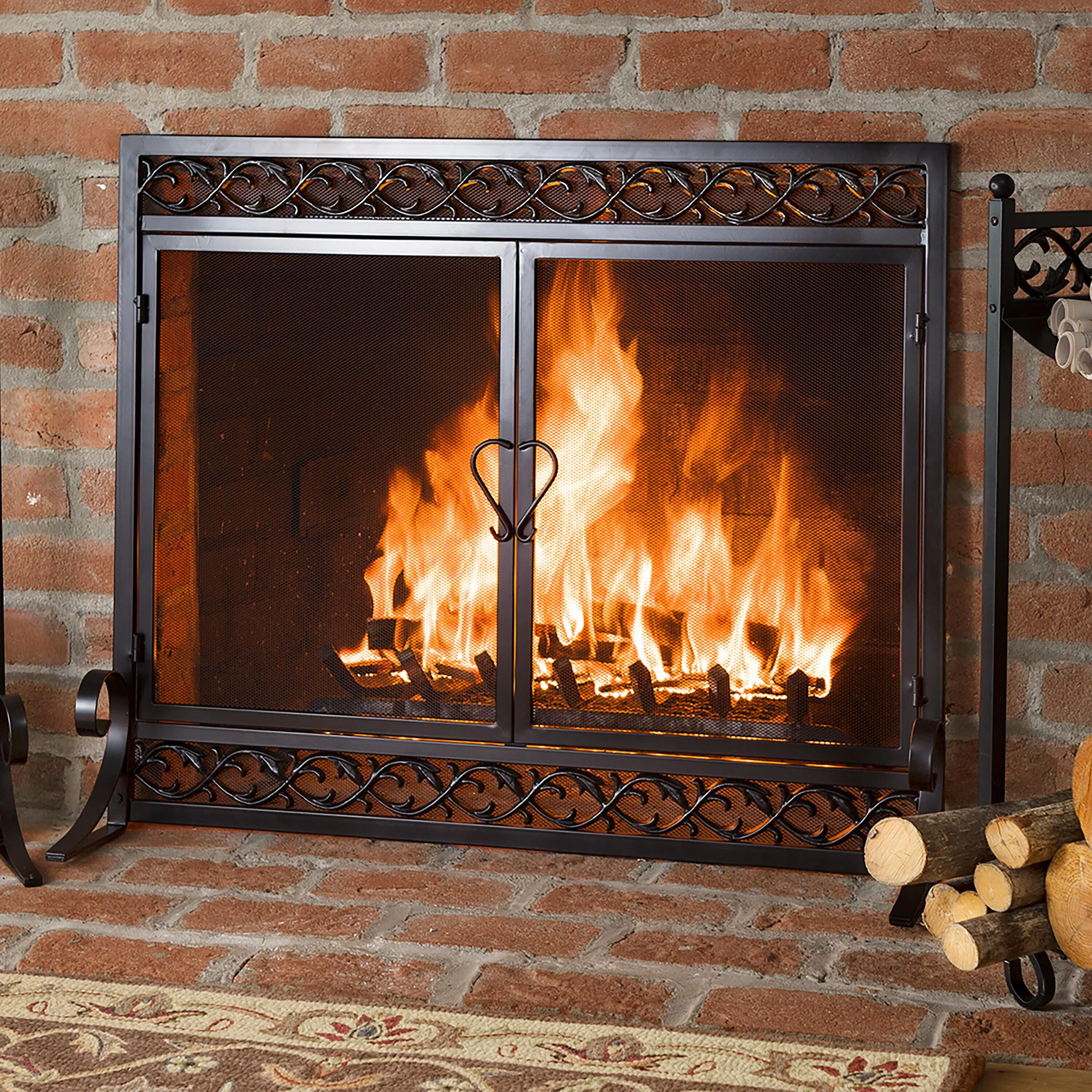 Small Cast Iron Scrollwork Fire Screen With Doors - Image 10