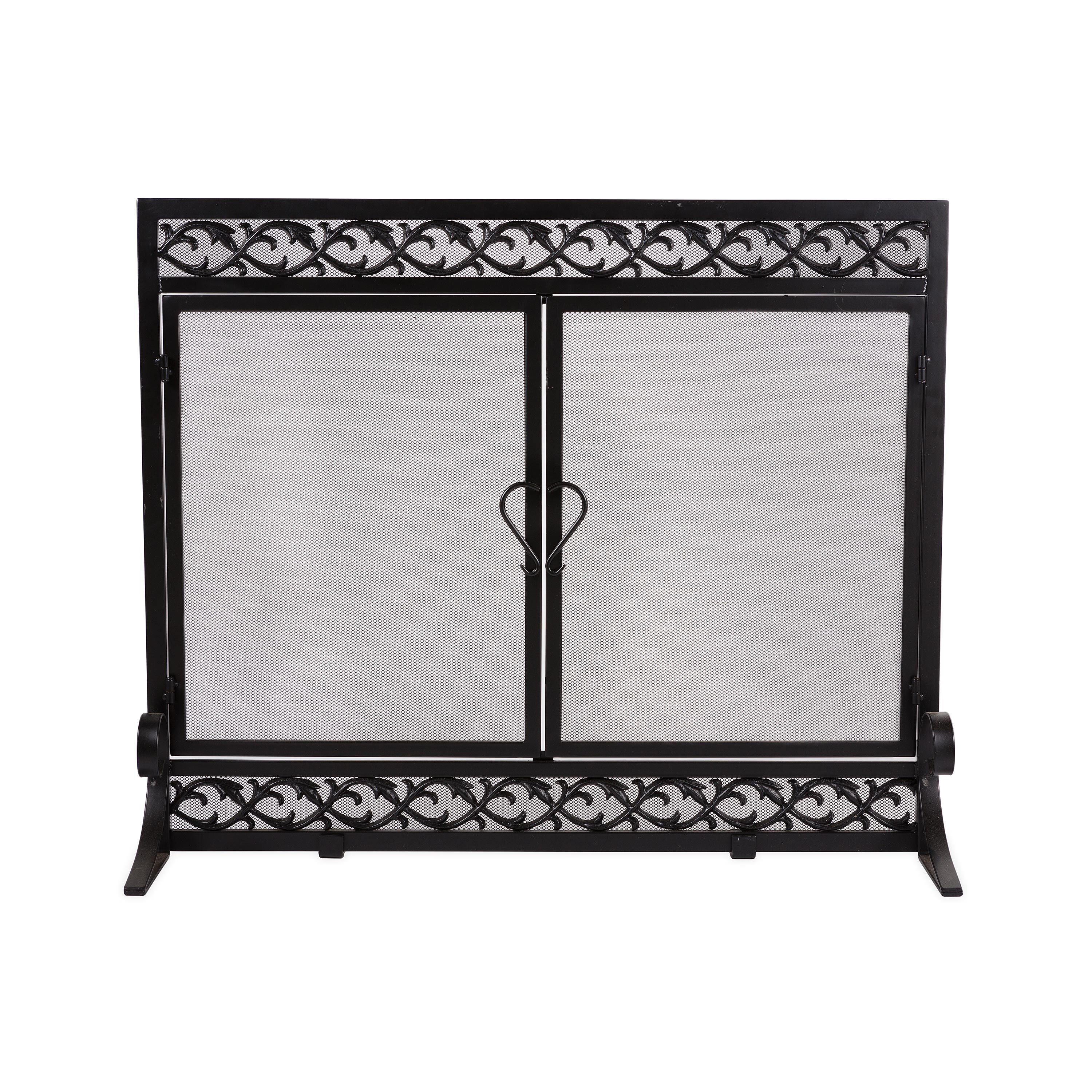 Small Cast Iron Scrollwork Fire Screen With Doors - Image 9