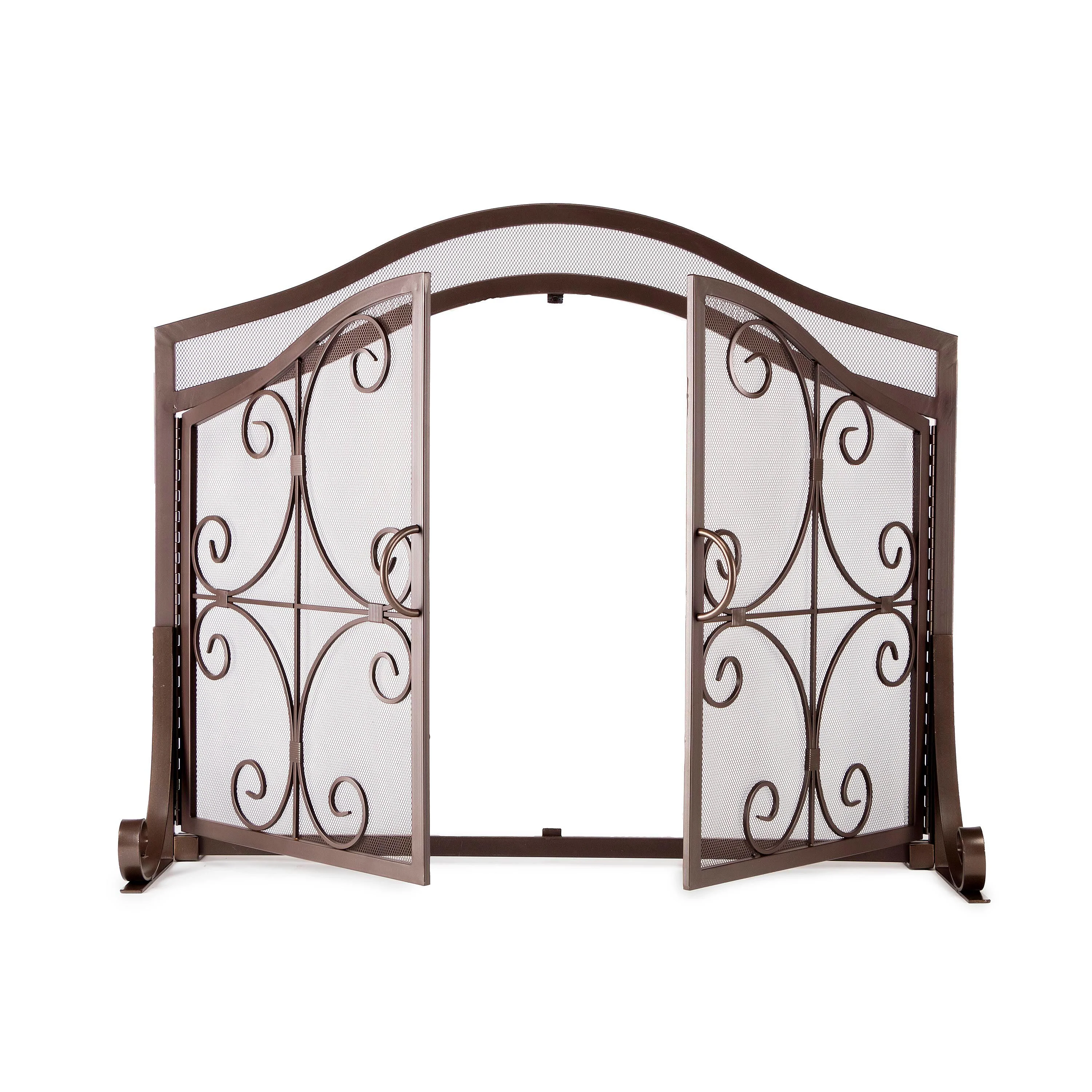 Small Crest Fireplace Screen With Doors - Image 12