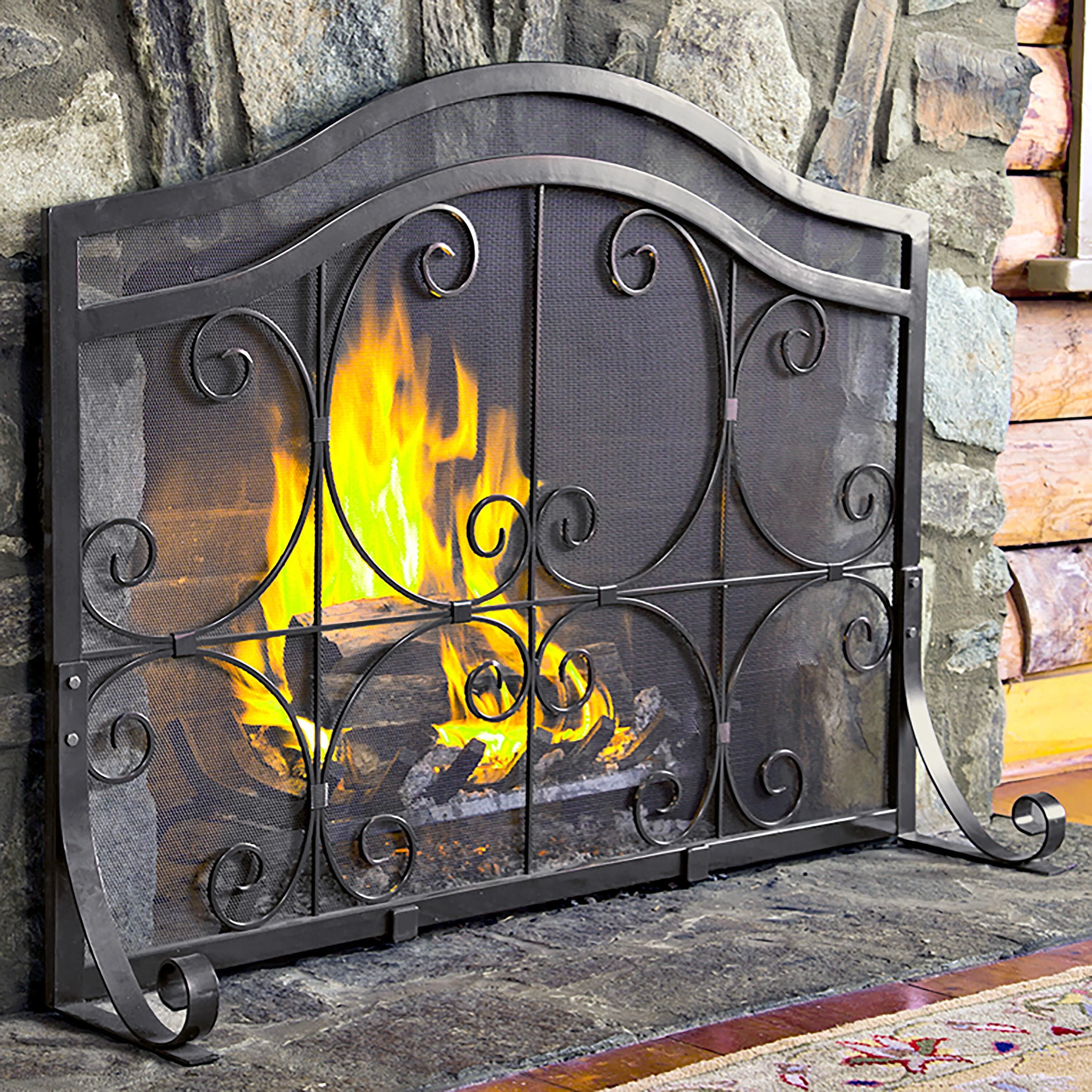Small Crest Fireplace Screen With Doors - Image 15