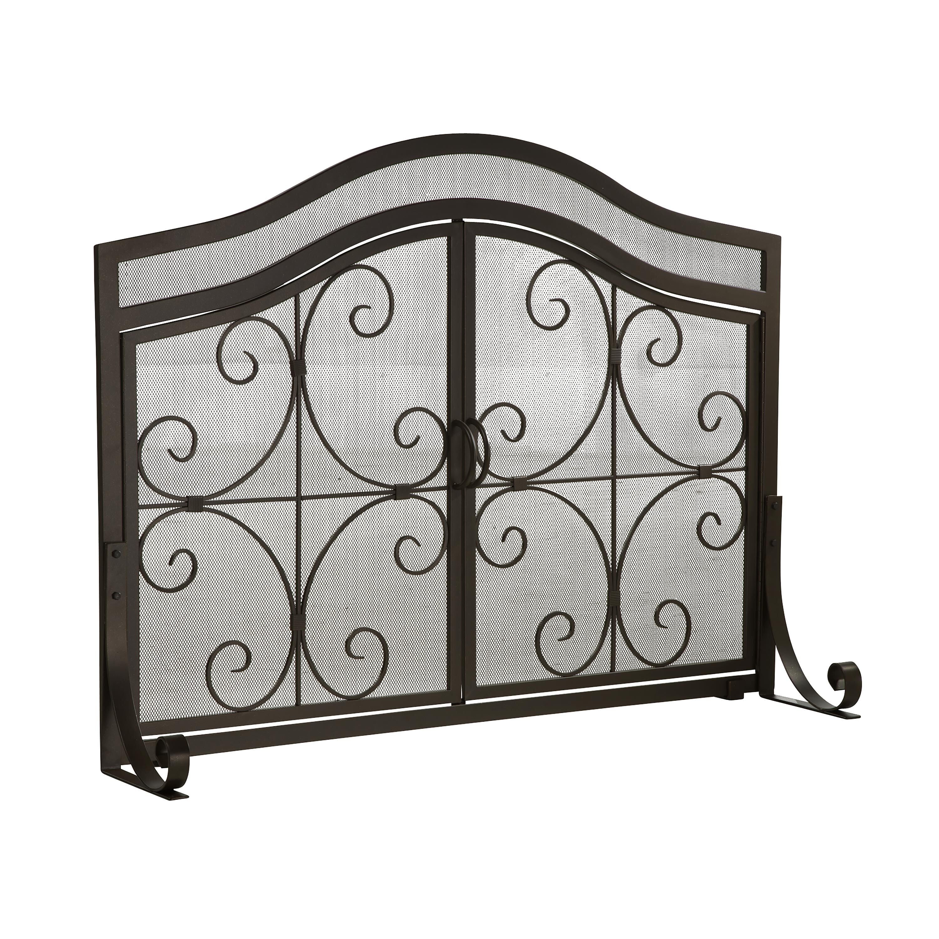Small Crest Fireplace Screen With Doors - Image 3