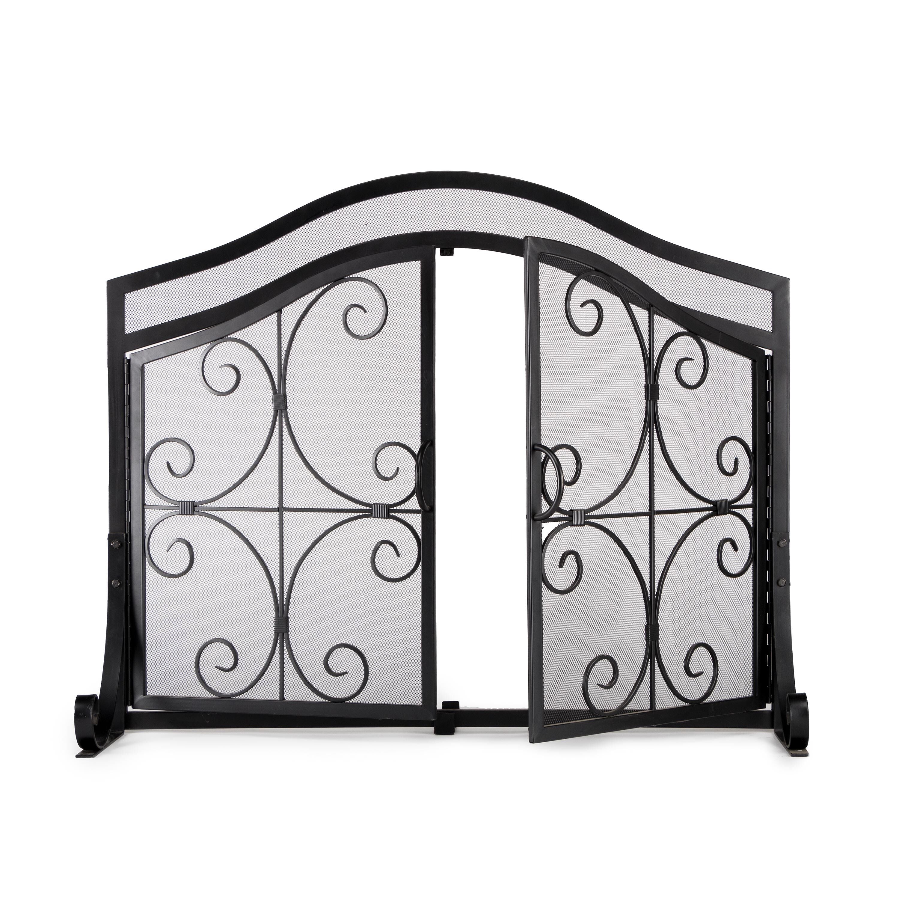 Small Crest Fireplace Screen With Doors - Image 7