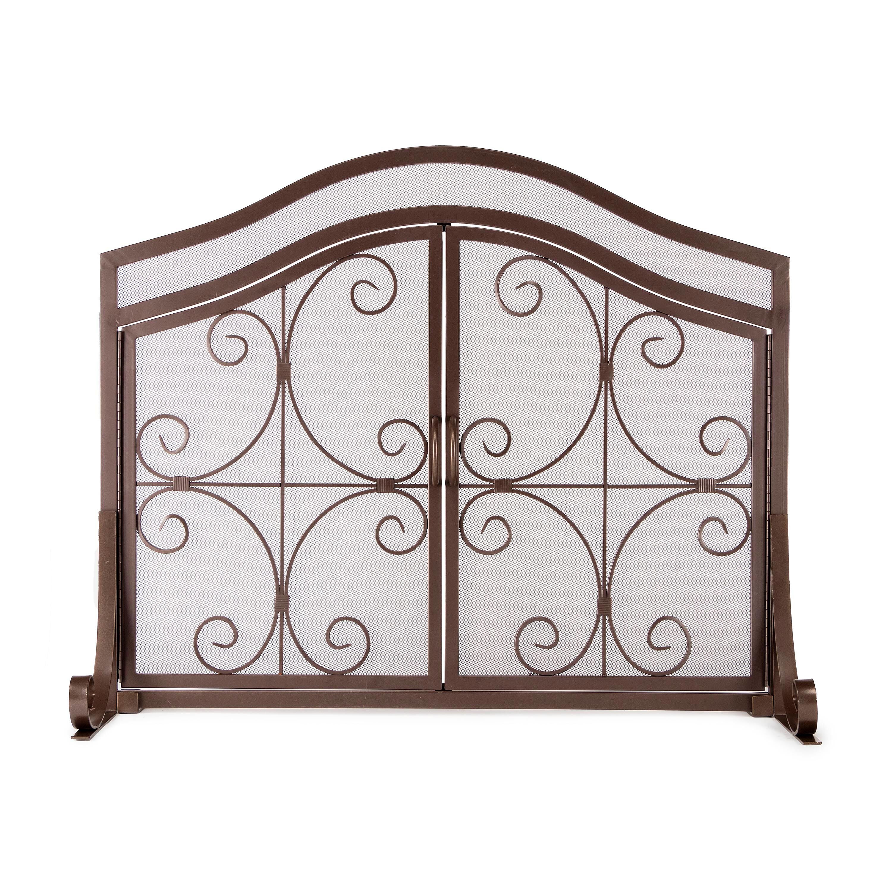 Small Crest Fireplace Screen With Doors - Image 9