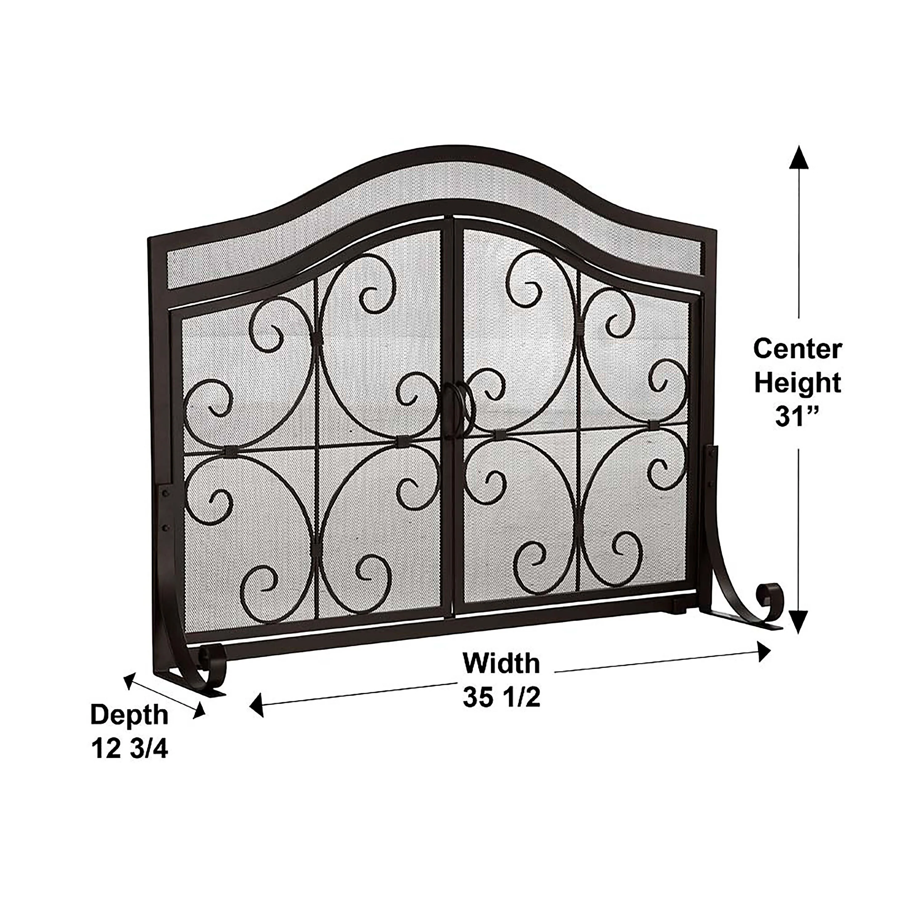 Large Crest Fireplace Screen With Doors - Image 11