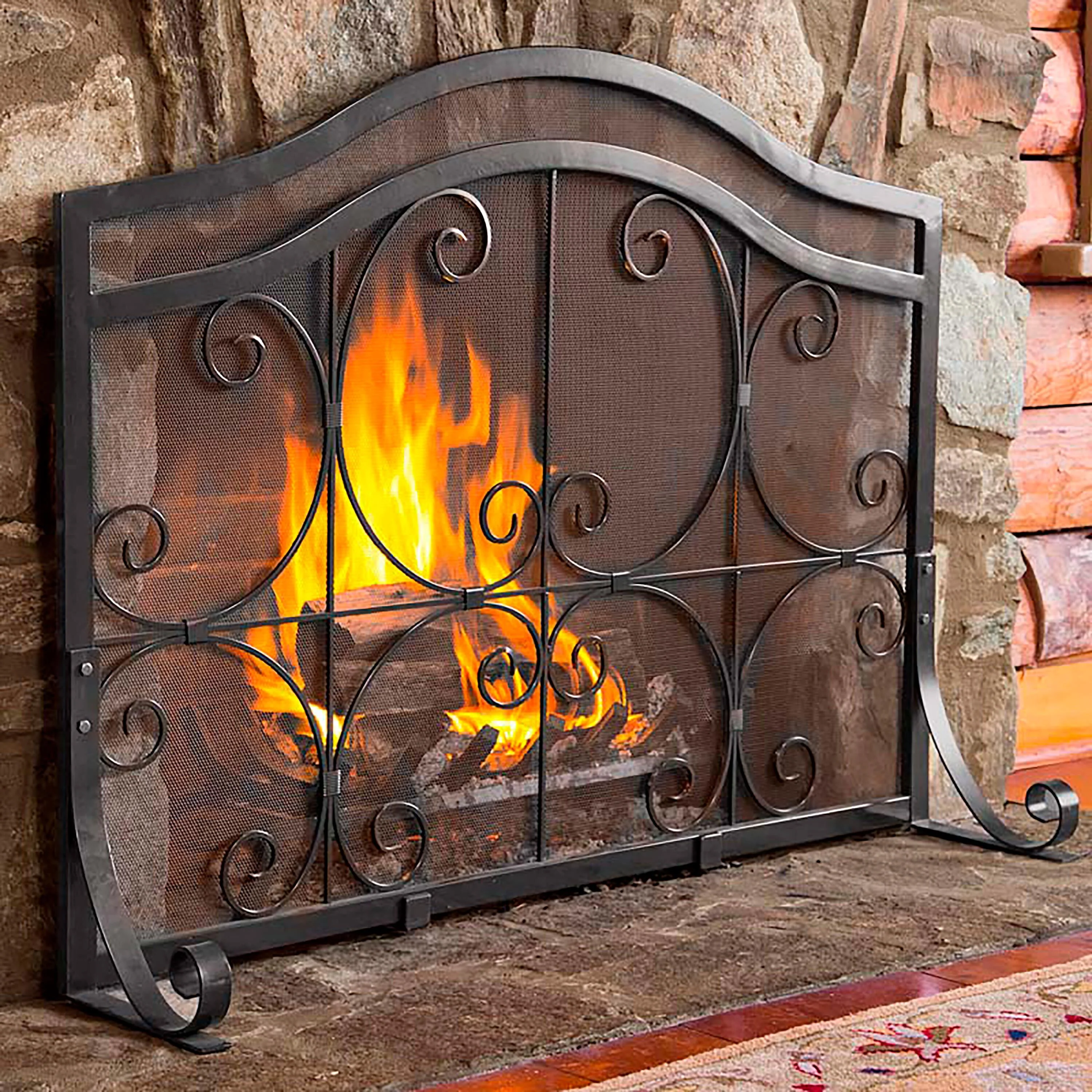 Small Crest Flat Guard Fireplace Screen - Image 4