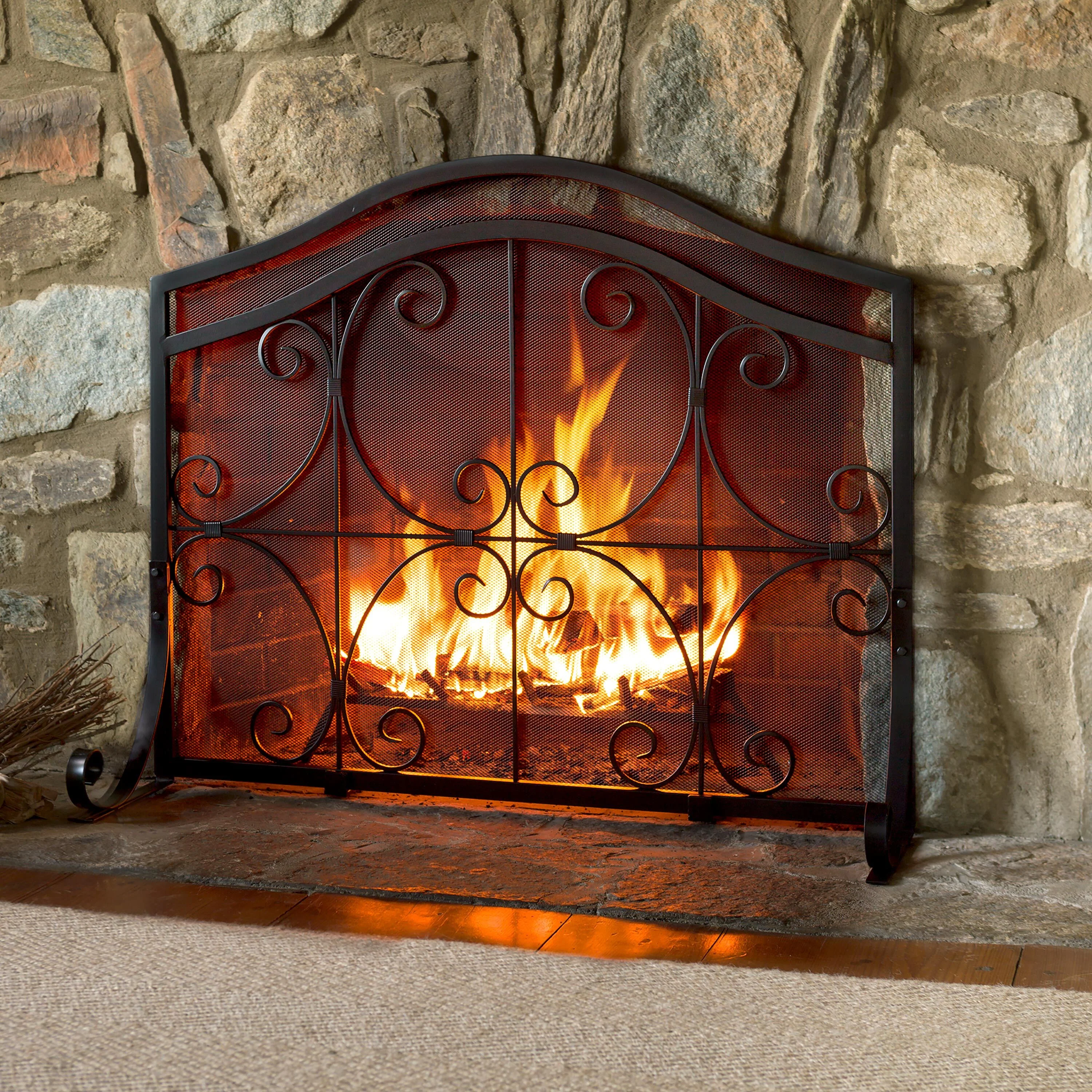 Small Crest Flat Guard Fireplace Screen - Image 6
