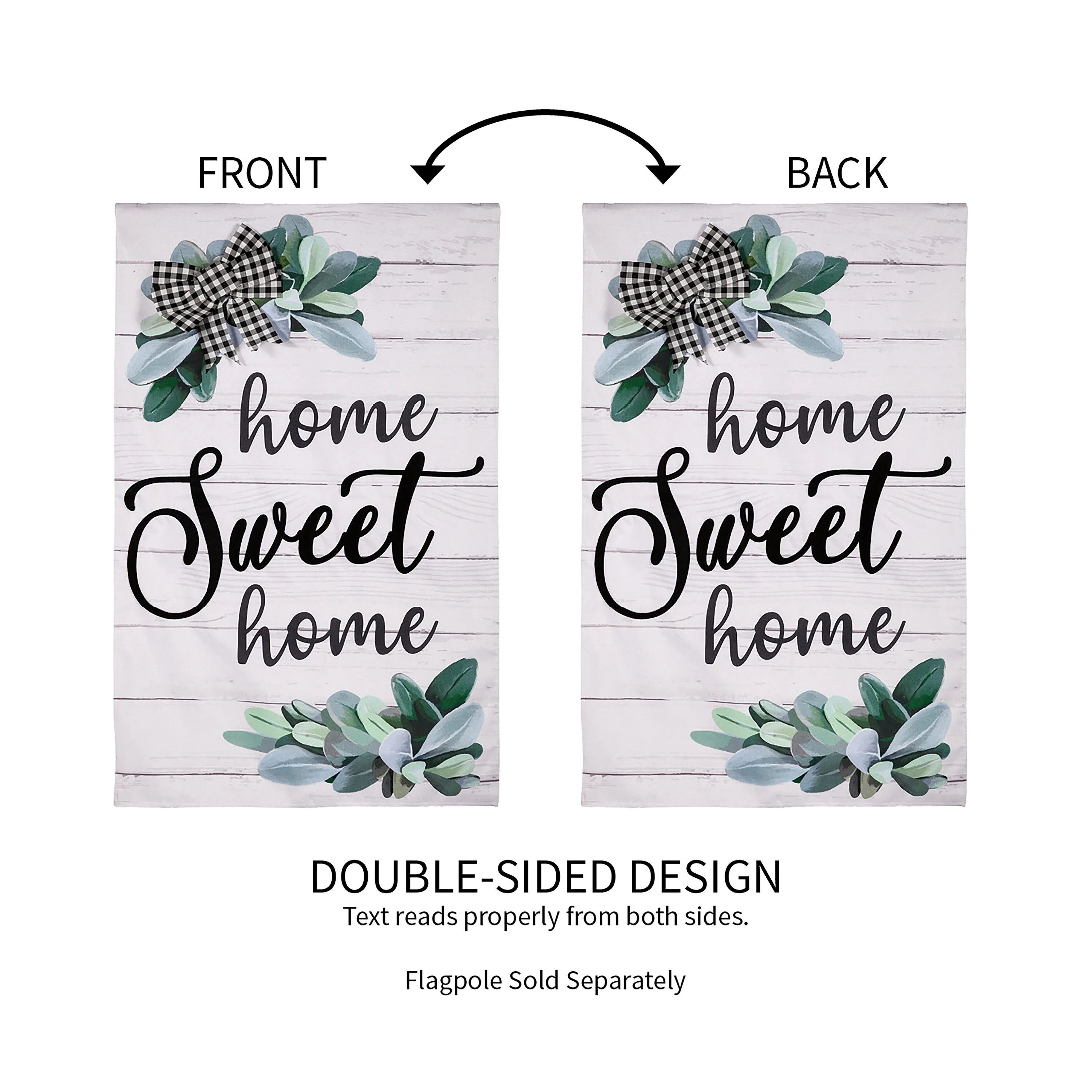 “Home Sweet Home” Eucalyptus Burlap House Flag - Image 3