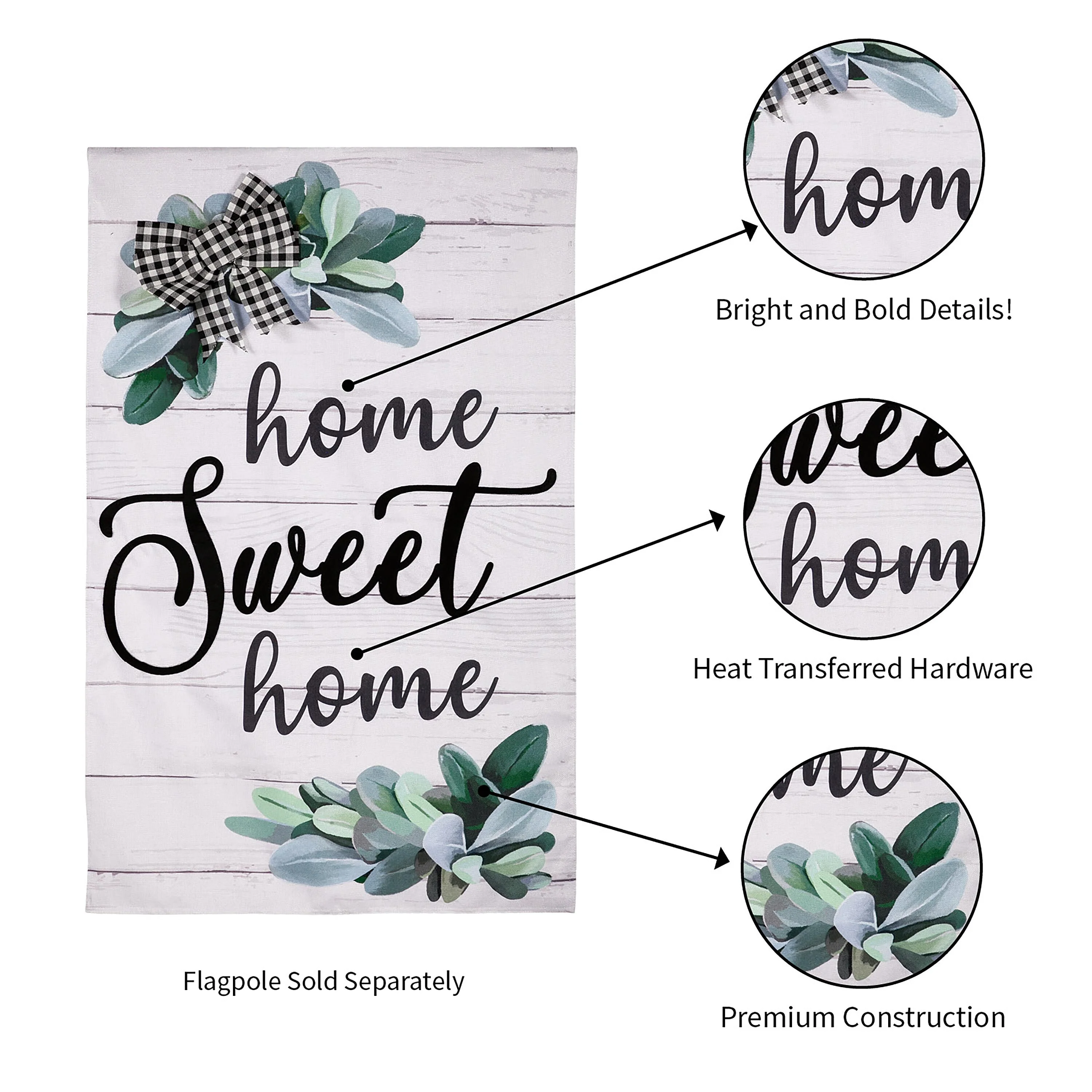 “Home Sweet Home” Eucalyptus Burlap House Flag - Image 6