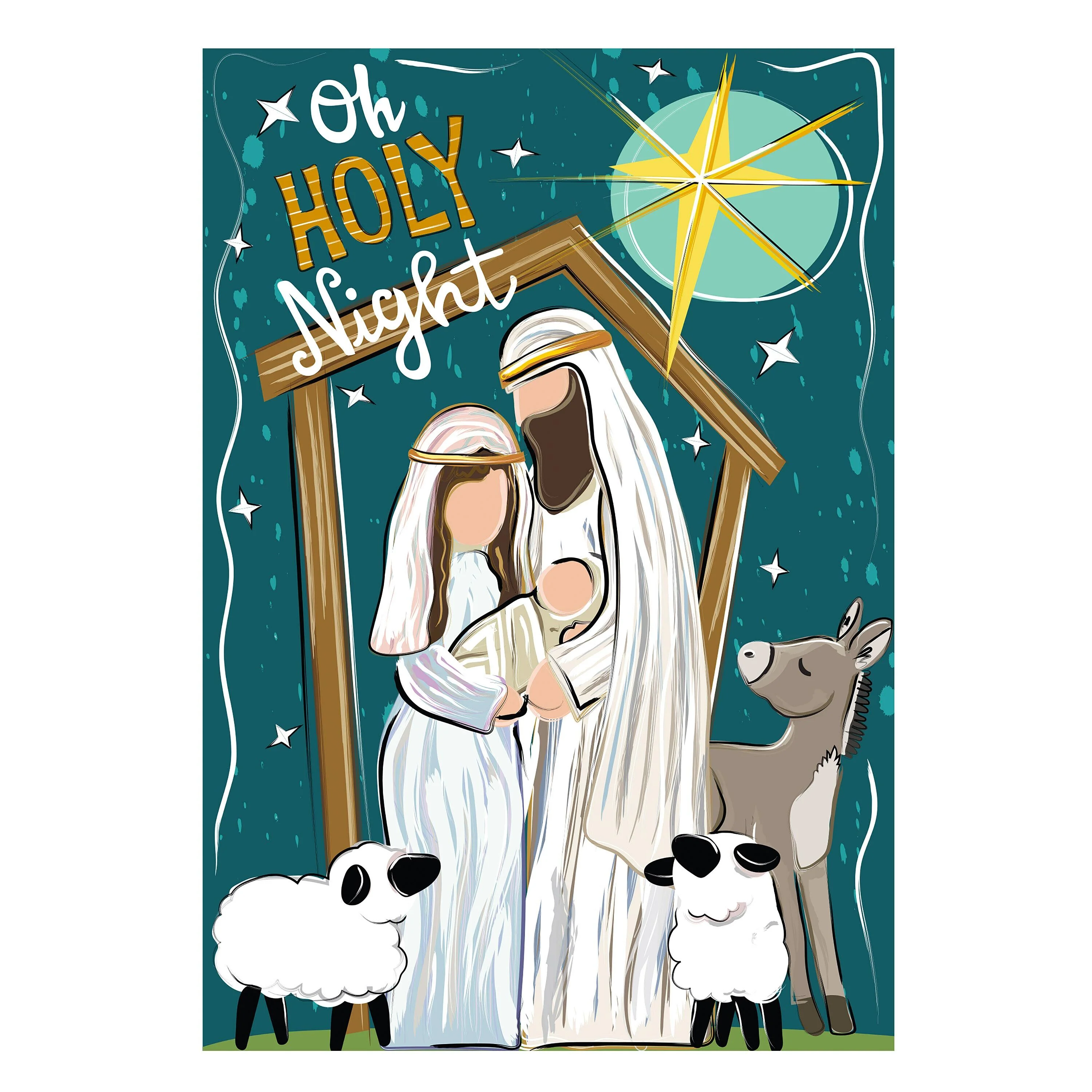 Oh Holy Night Burlap House Flag - Image 2