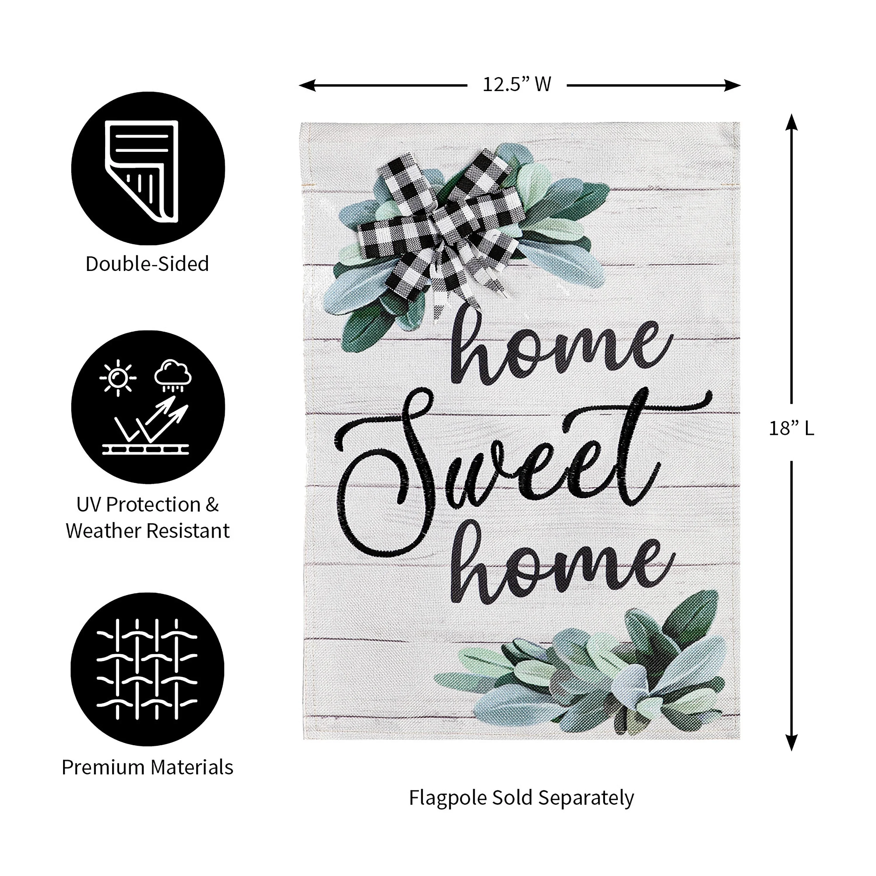 Home Sweet Home Eucalyptus Burlap Garden Flag - Image 3