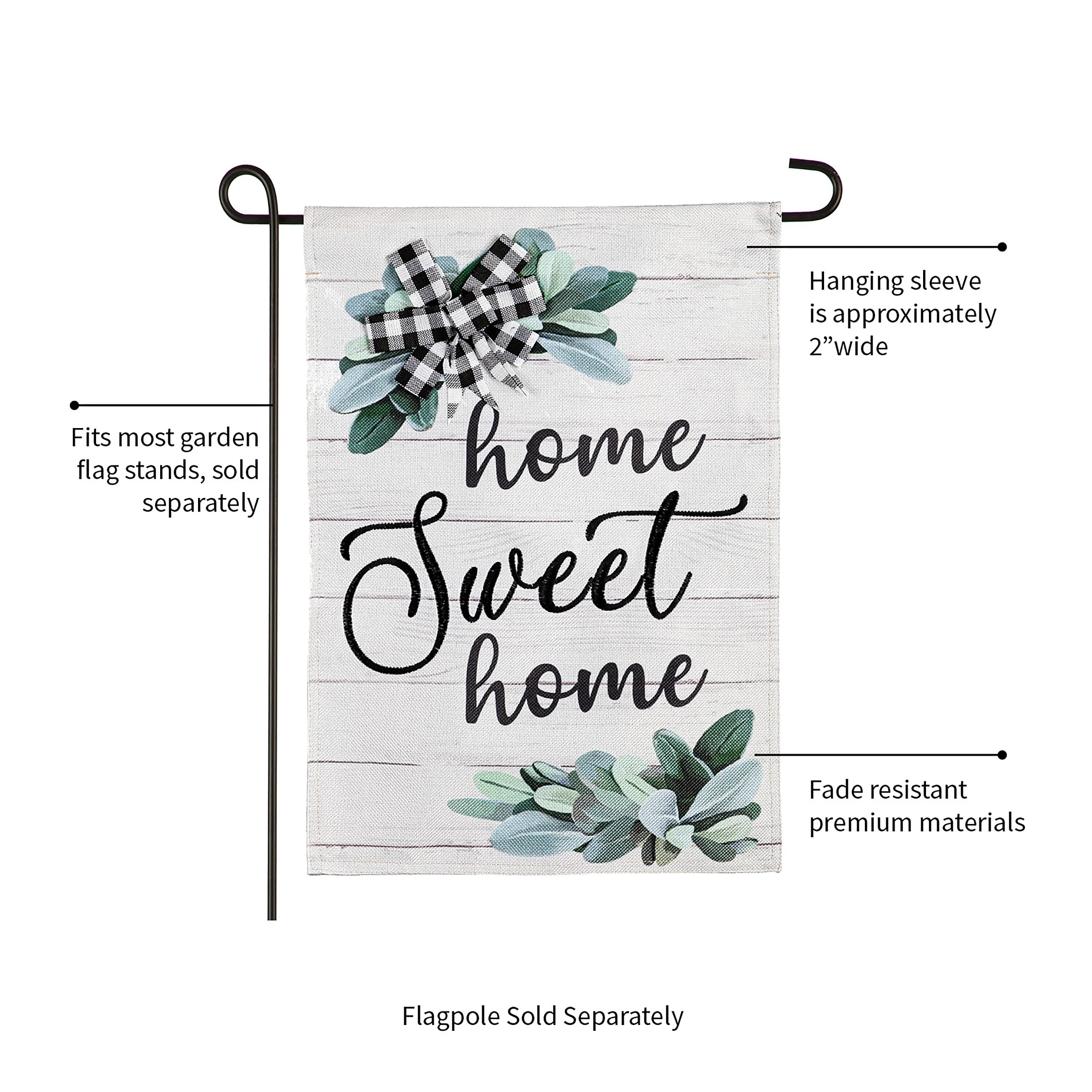 Home Sweet Home Eucalyptus Burlap Garden Flag - Image 4
