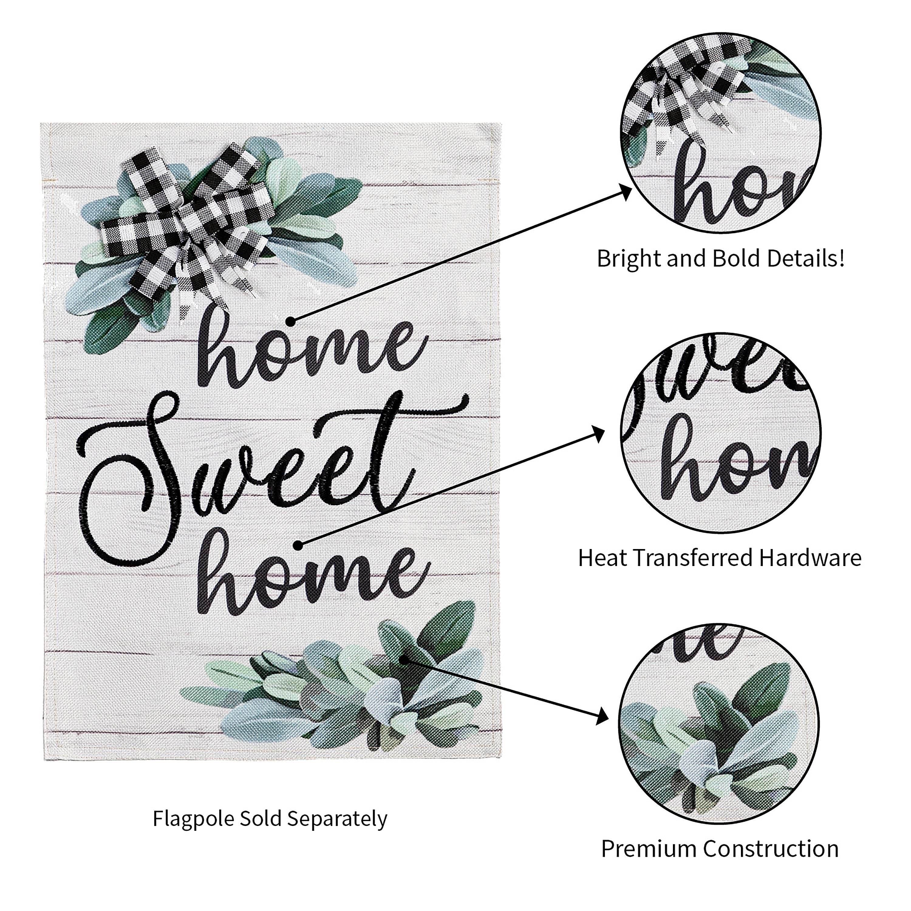 Home Sweet Home Eucalyptus Burlap Garden Flag - Image 5