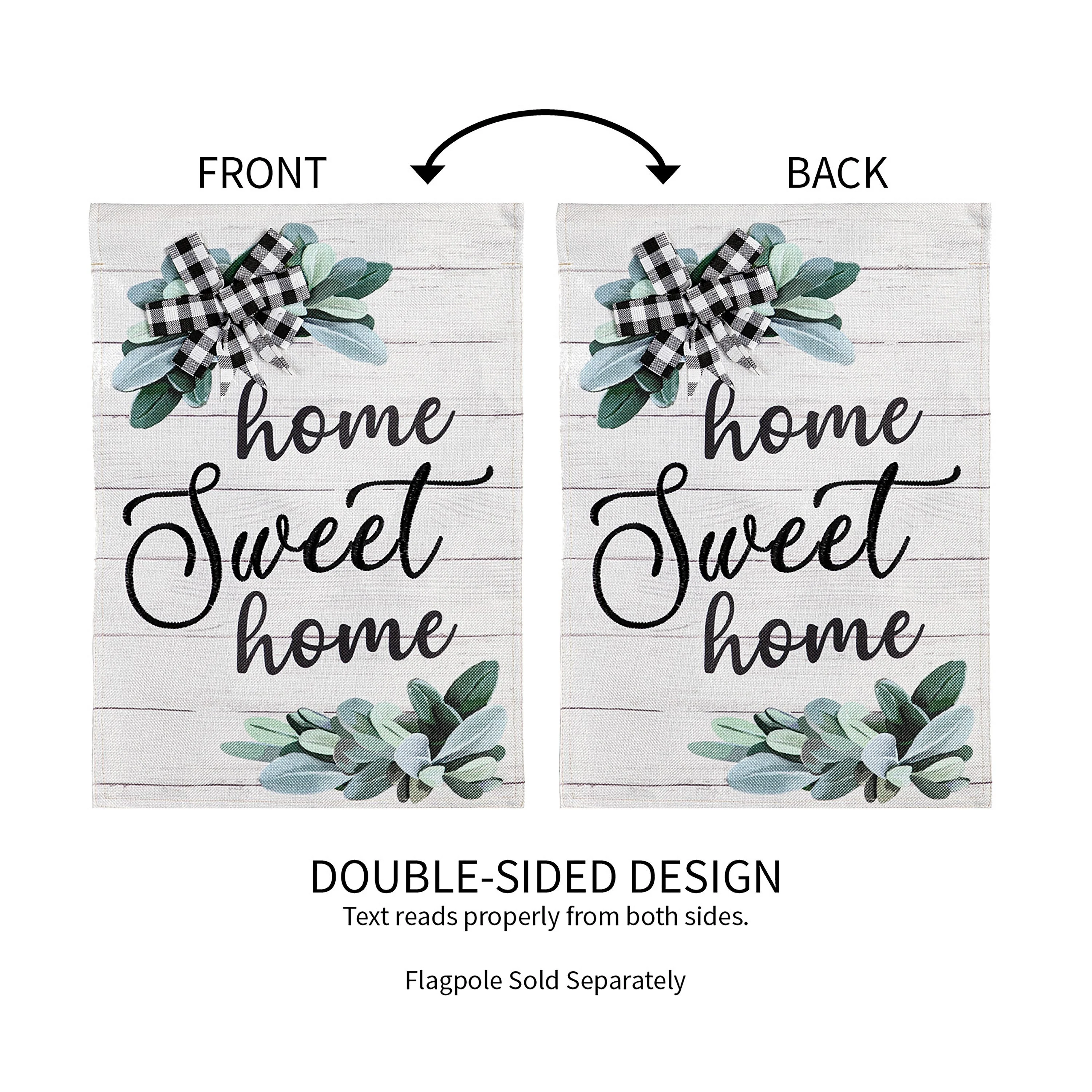 Home Sweet Home Eucalyptus Burlap Garden Flag - Image 6