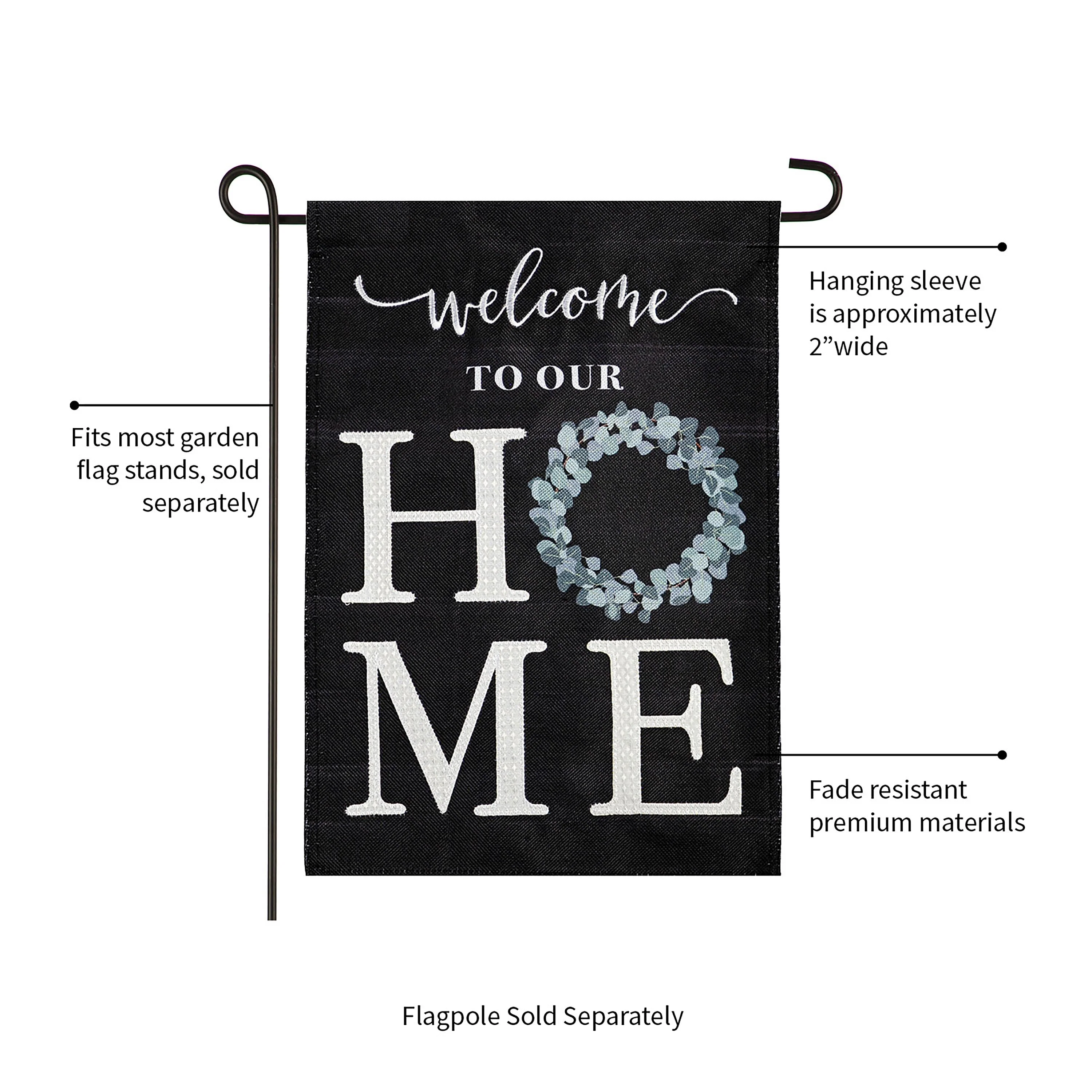 “Welcome To Our Home” Eucalyptus Burlap Garden Flag - Image 3