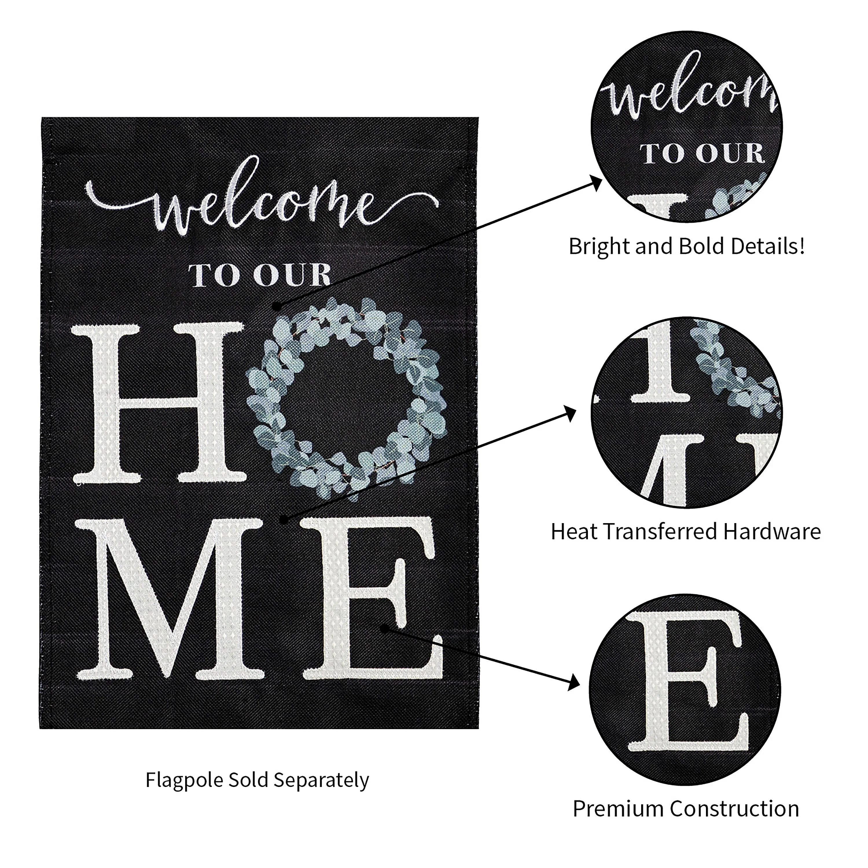 “Welcome To Our Home” Eucalyptus Burlap Garden Flag - Image 4
