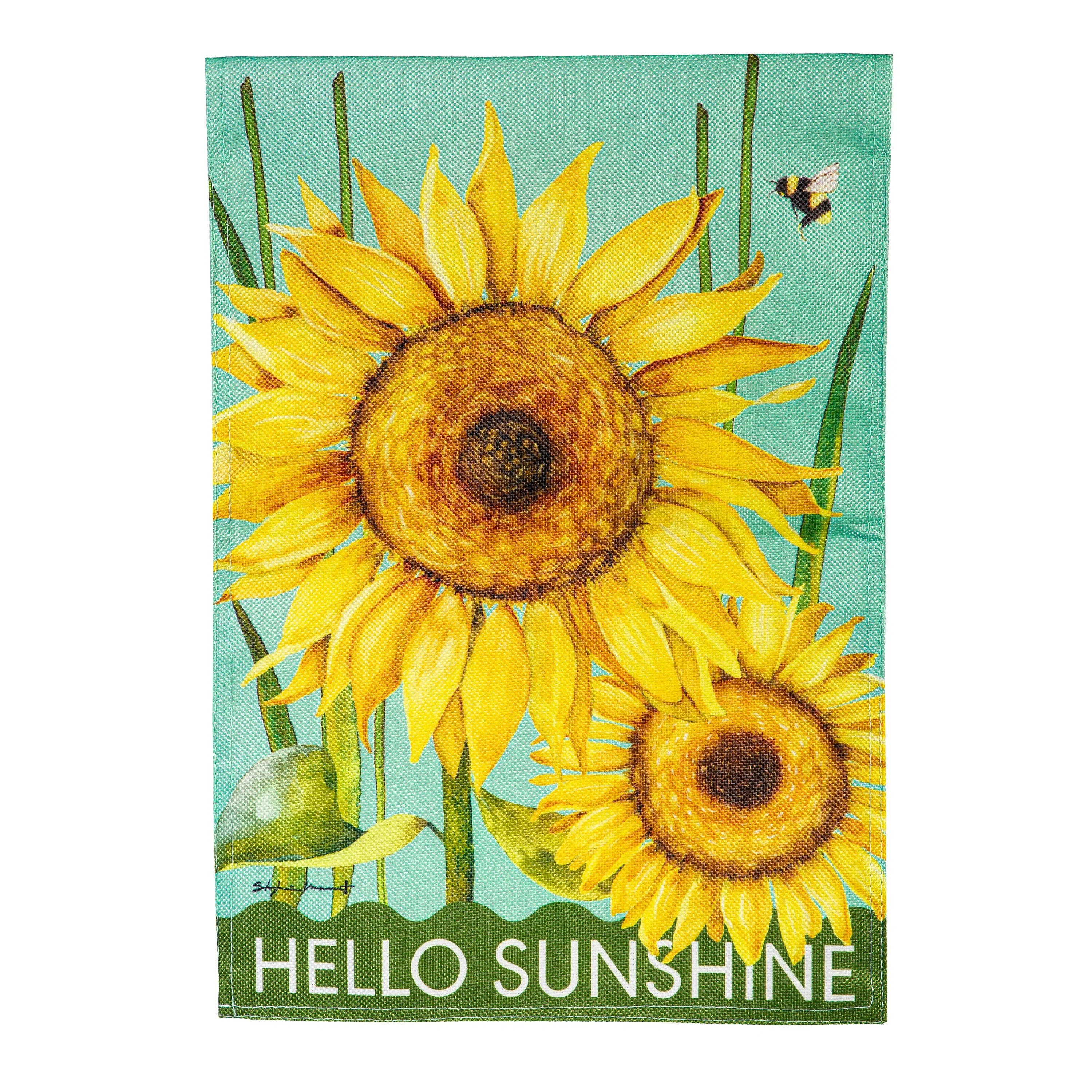 Hello Sunshine Burlap Garden Flag - Image 2