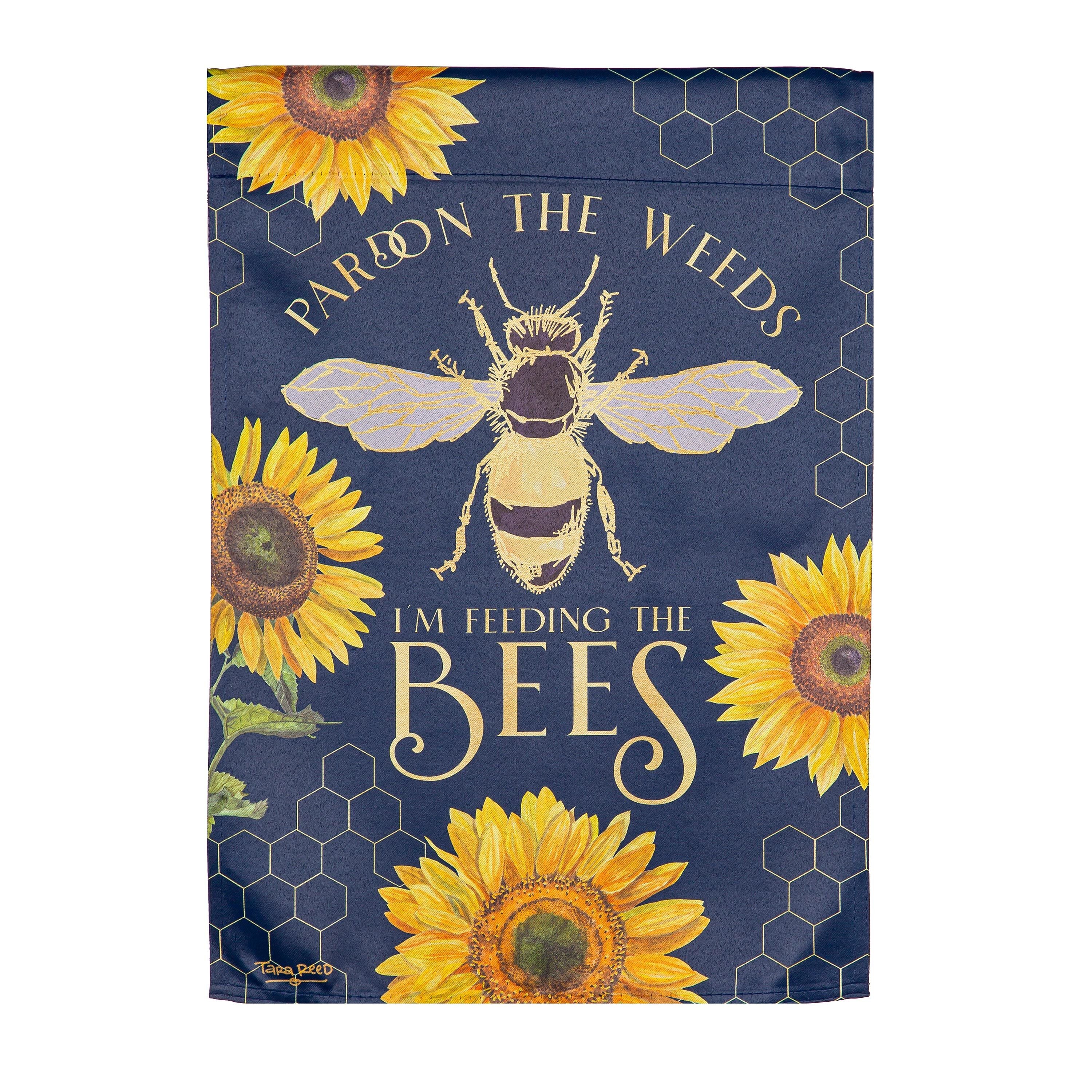 Pardon the Weeds I'm Feeding The Bee's Suede Garden Flag - Image 2
