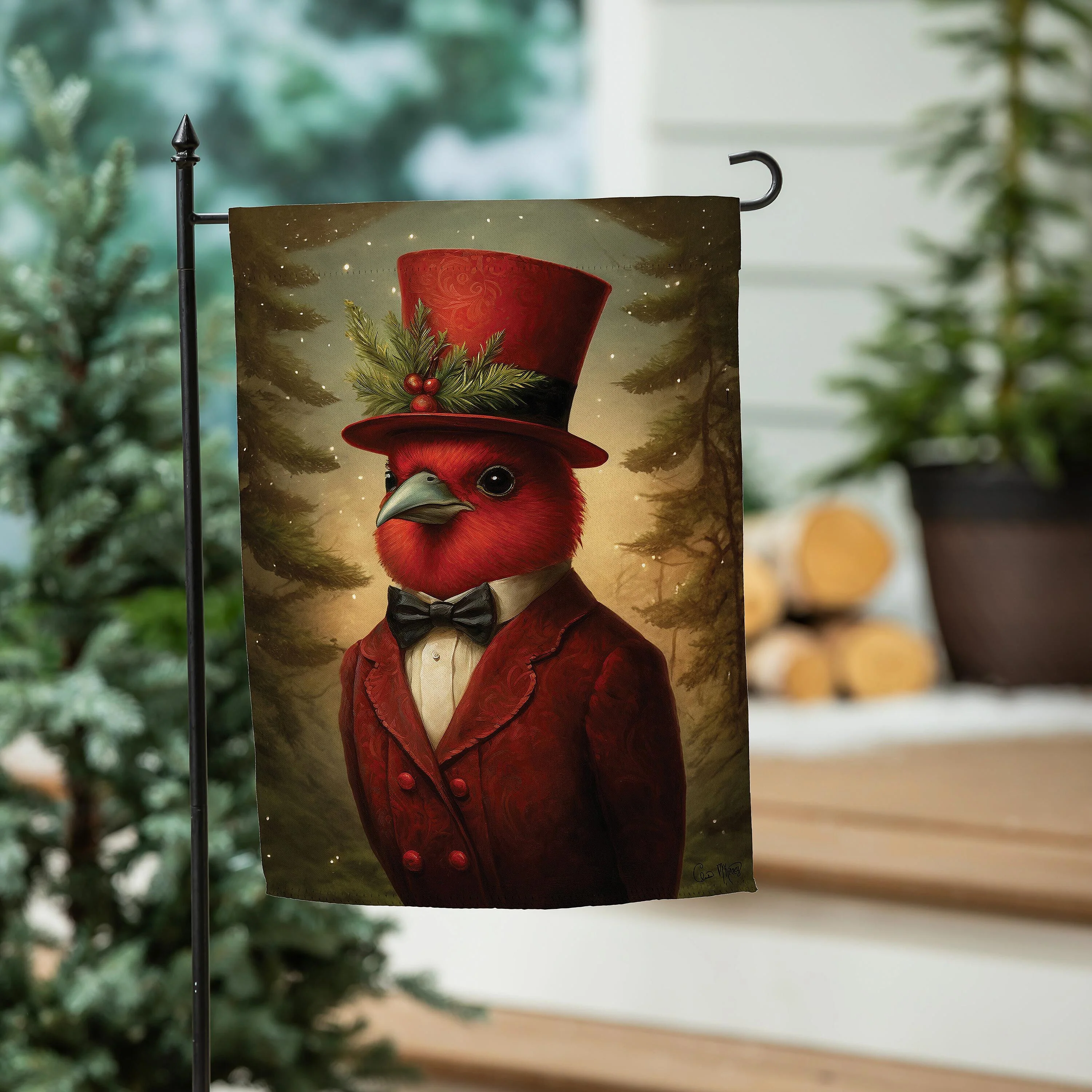 Sir Cardinal Suede Garden Flag