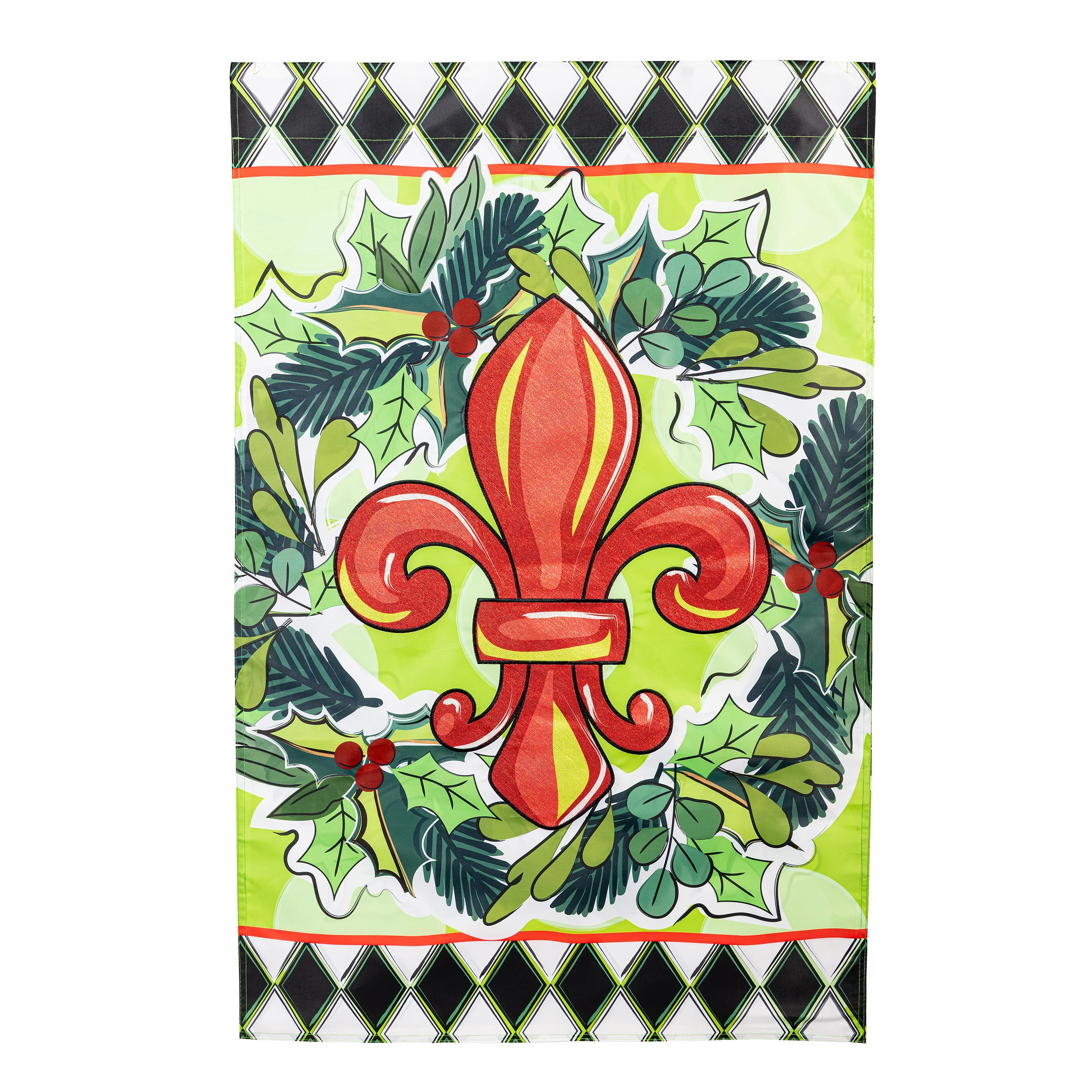 Holiday Fleur De Lis Applique House Flag - Image 2