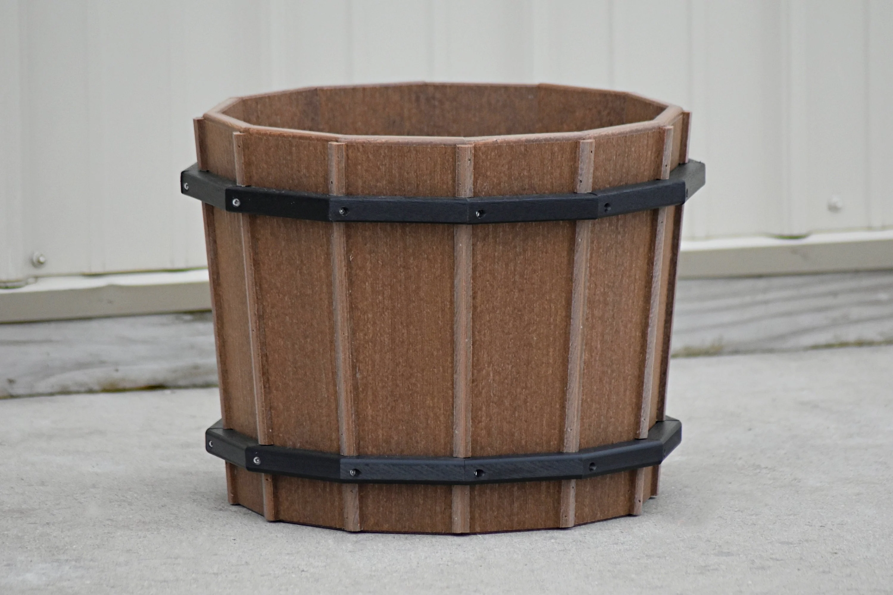 16 inch Barrel Flower Pot, Hand Crafted from Poly Lumber