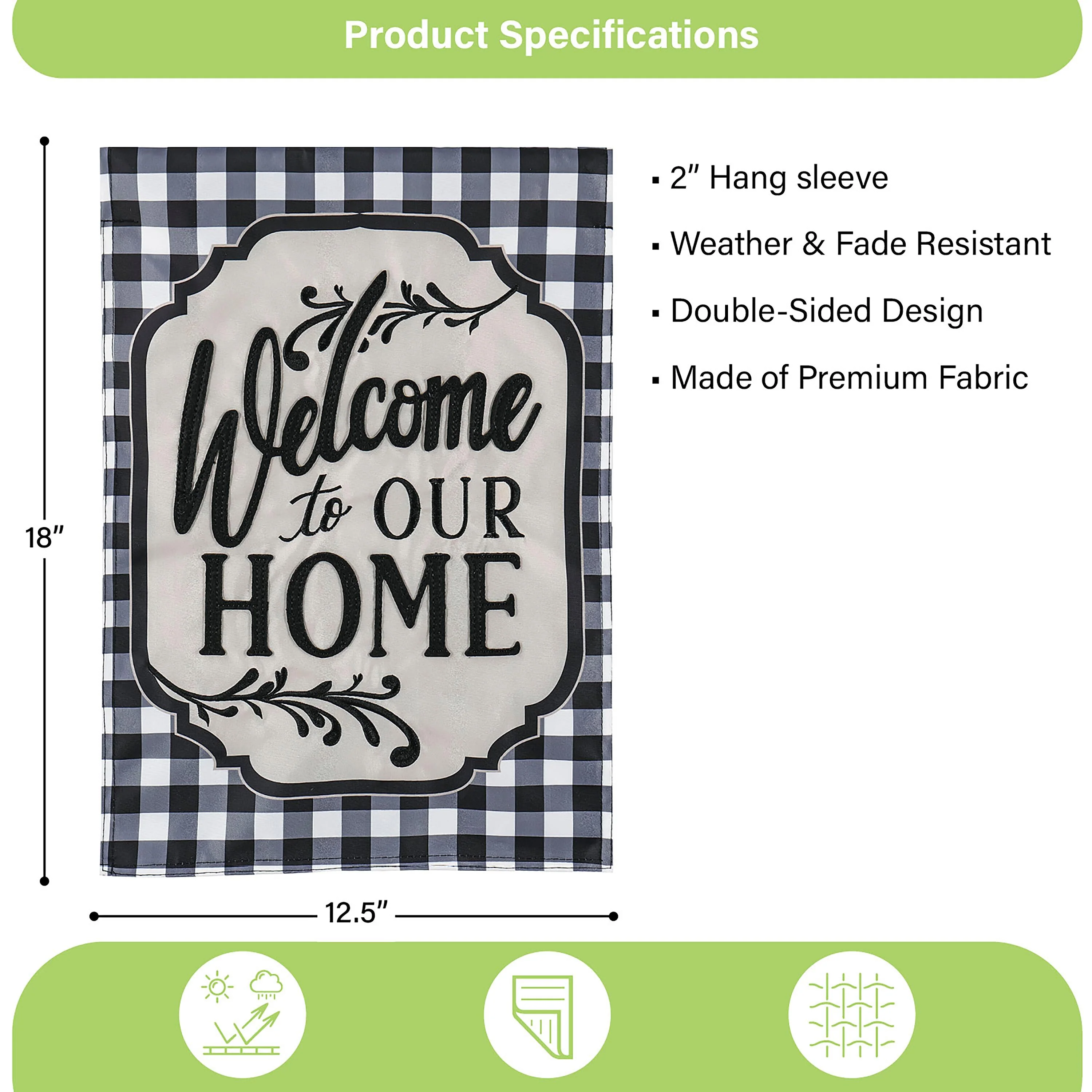 Classic Welcome Home Applique Garden Flag - Image 3