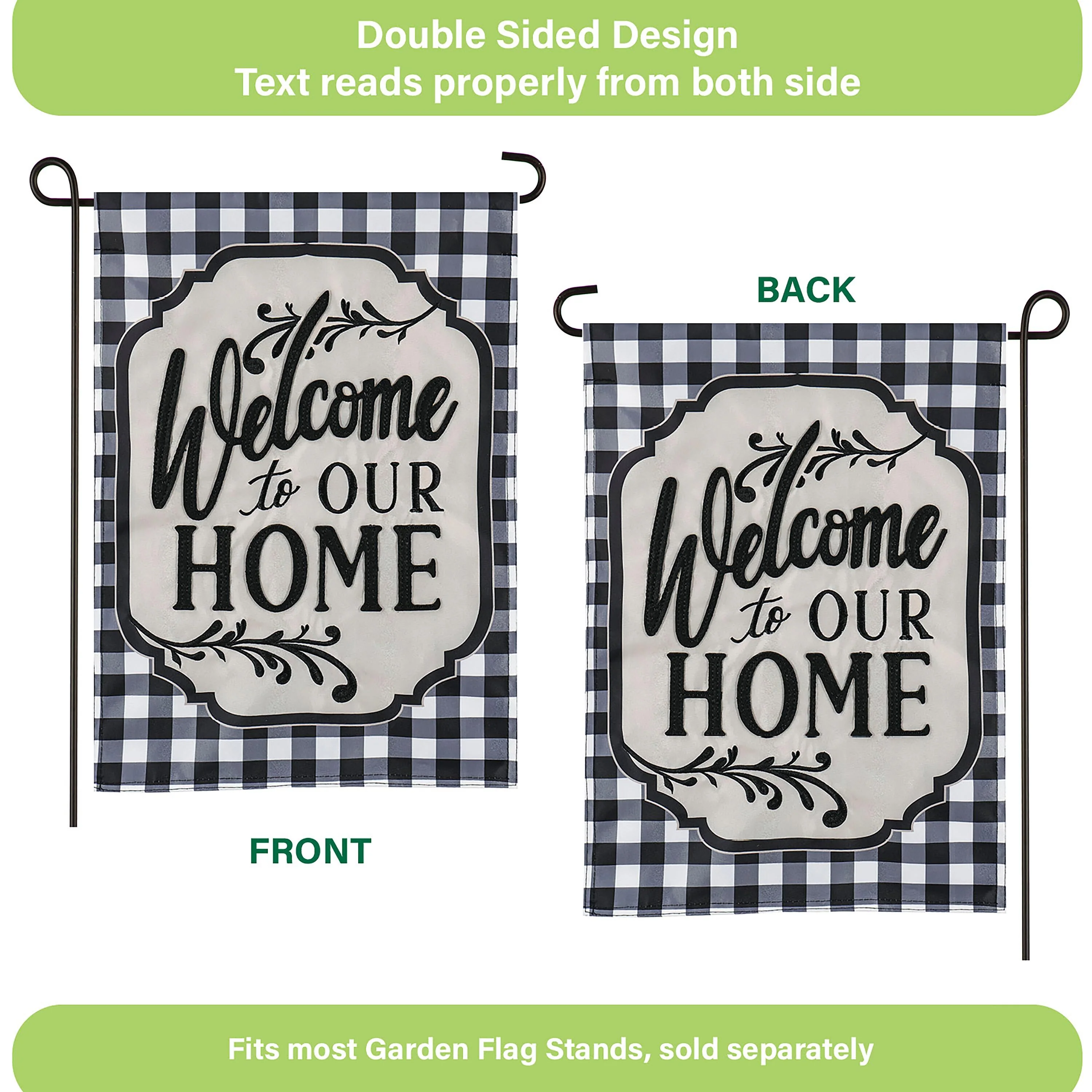 Classic Welcome Home Applique Garden Flag - Image 4