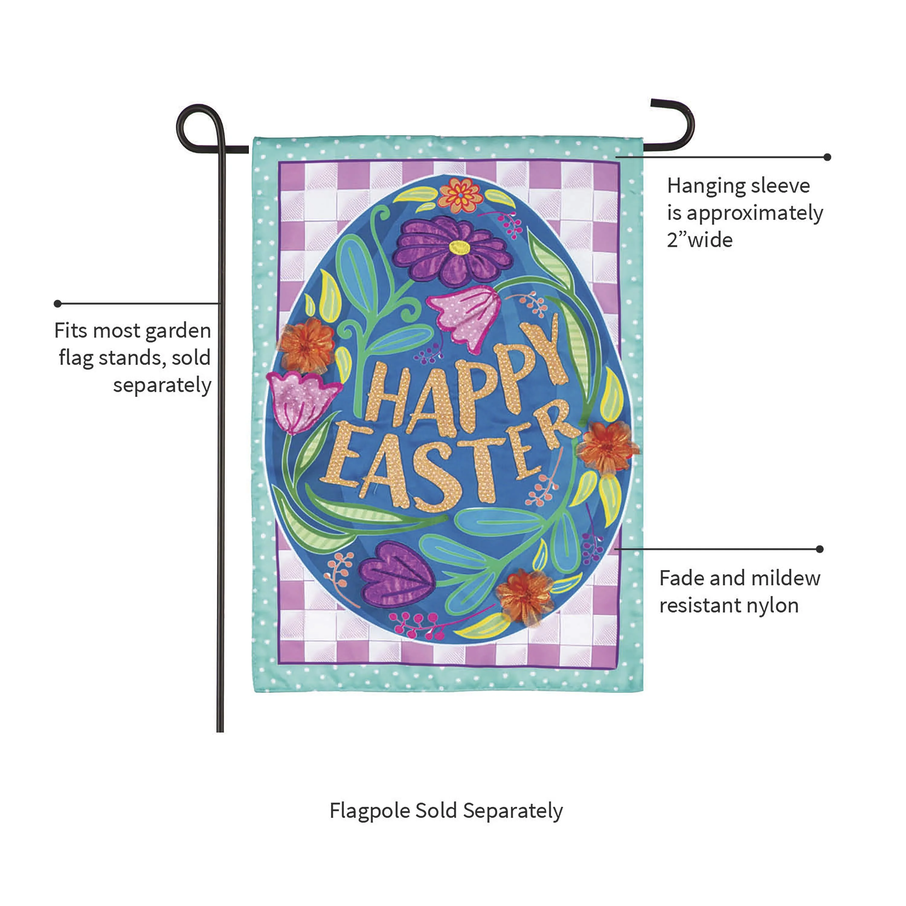 Happy Easter Applique Garden Flag - Image 3