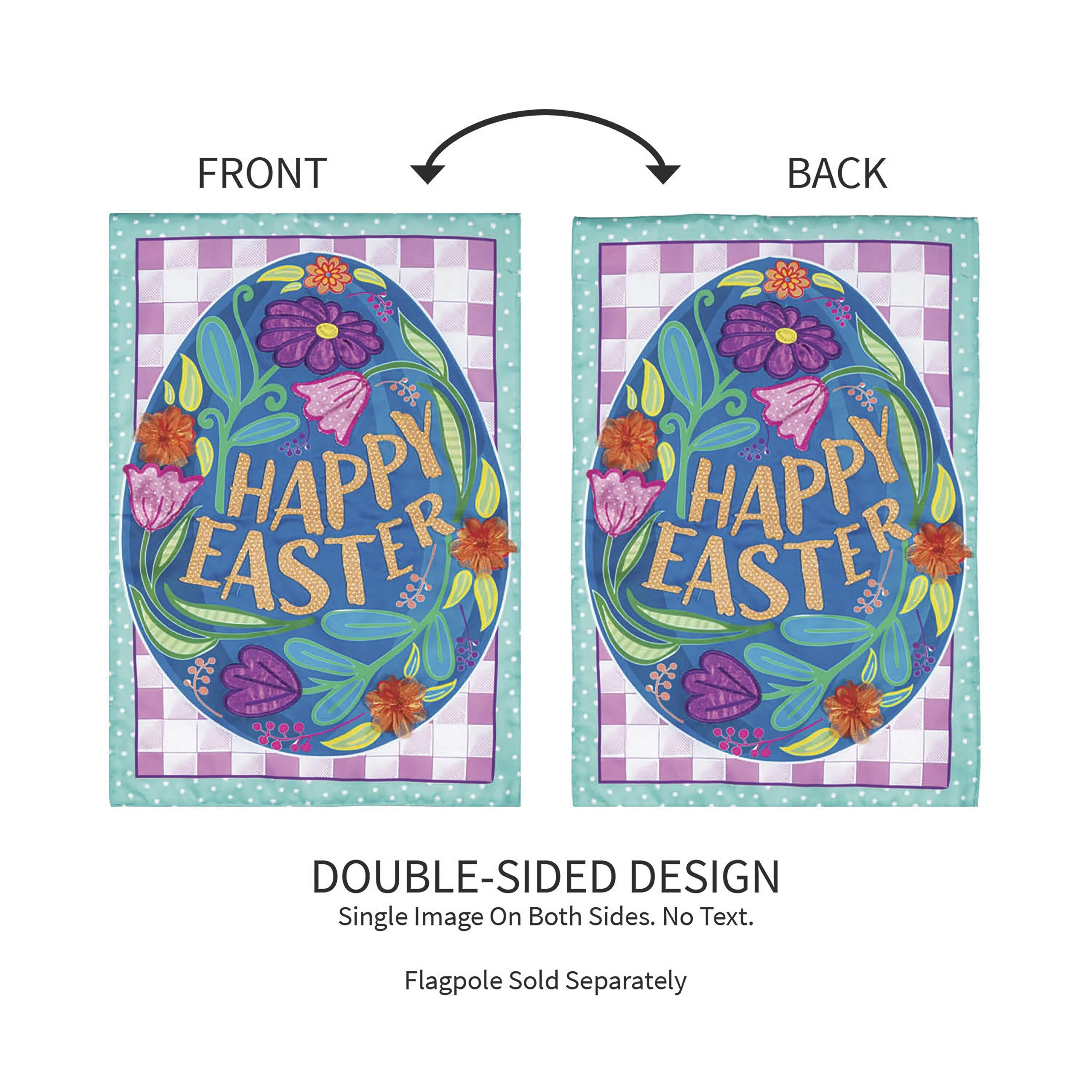 Happy Easter Applique Garden Flag - Image 4