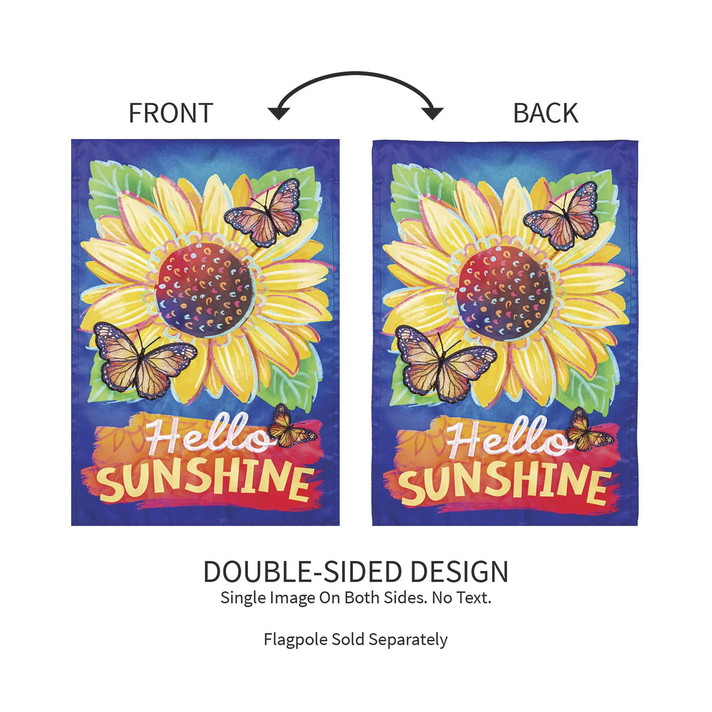 Hello Sunshine and Butterflies Applique Garden Flag - Image 5