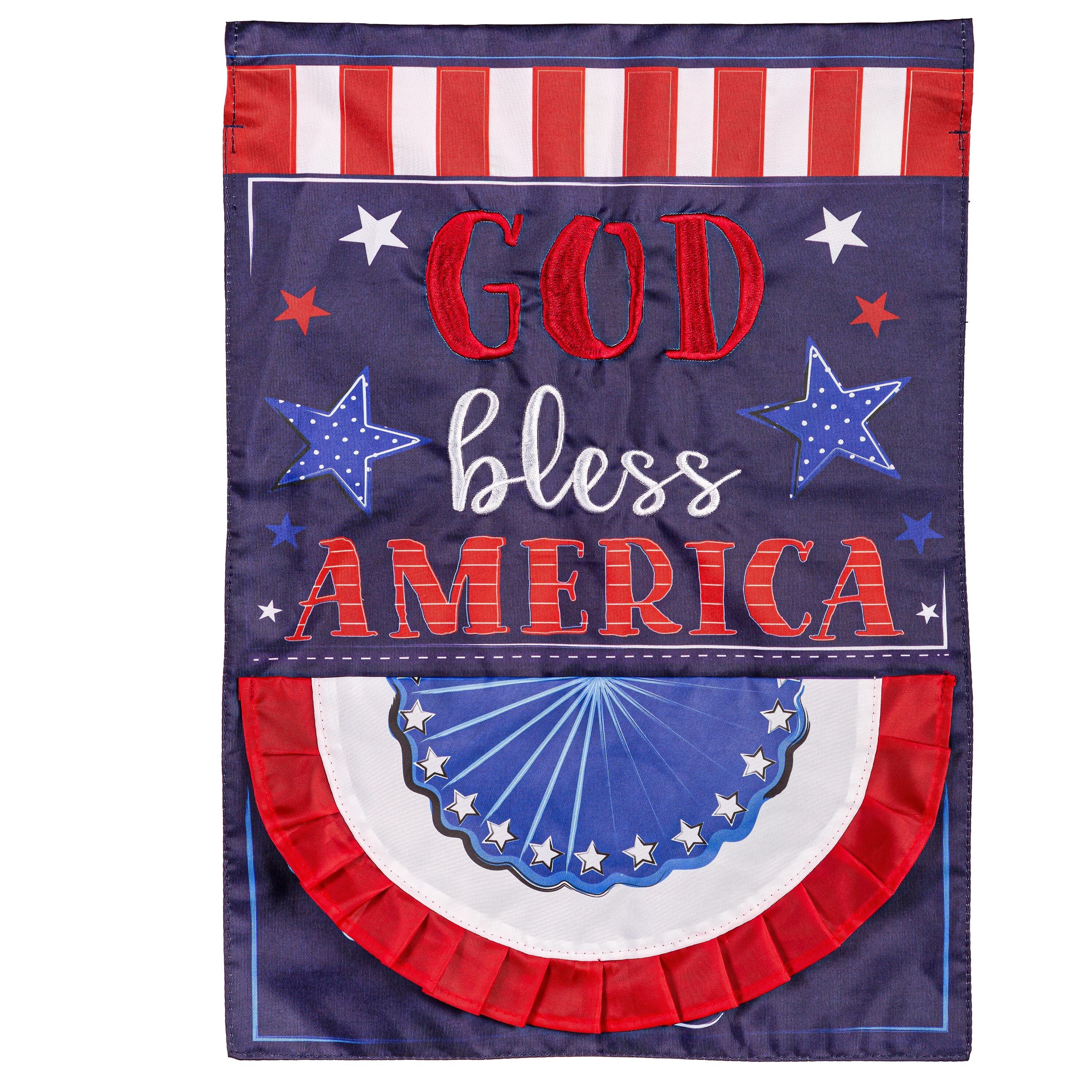 Patriotic God Bless America Applique Garden Flag - Image 2