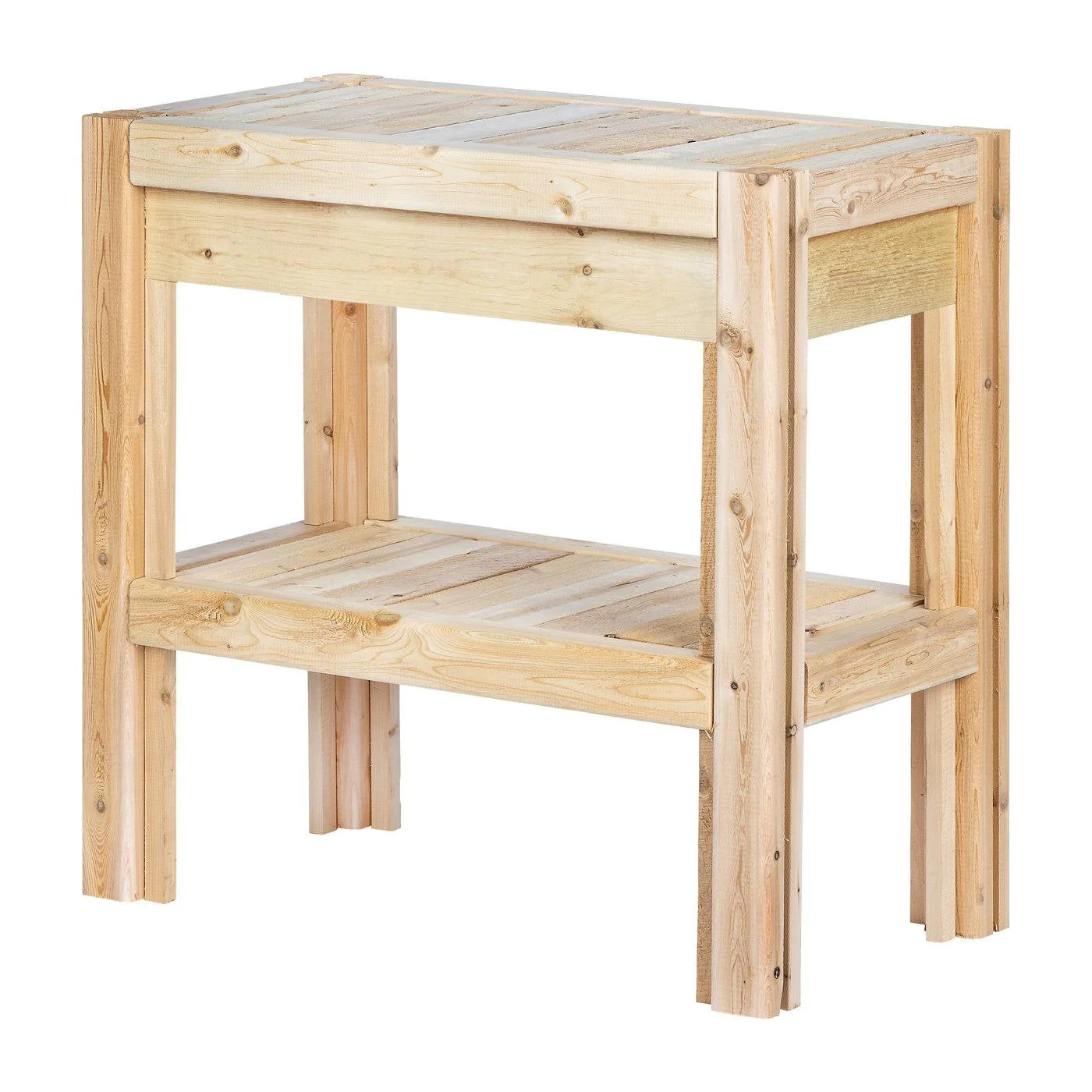 2 Tier Adjustable Cedar Wood Garden Storage Shelves - Image 3