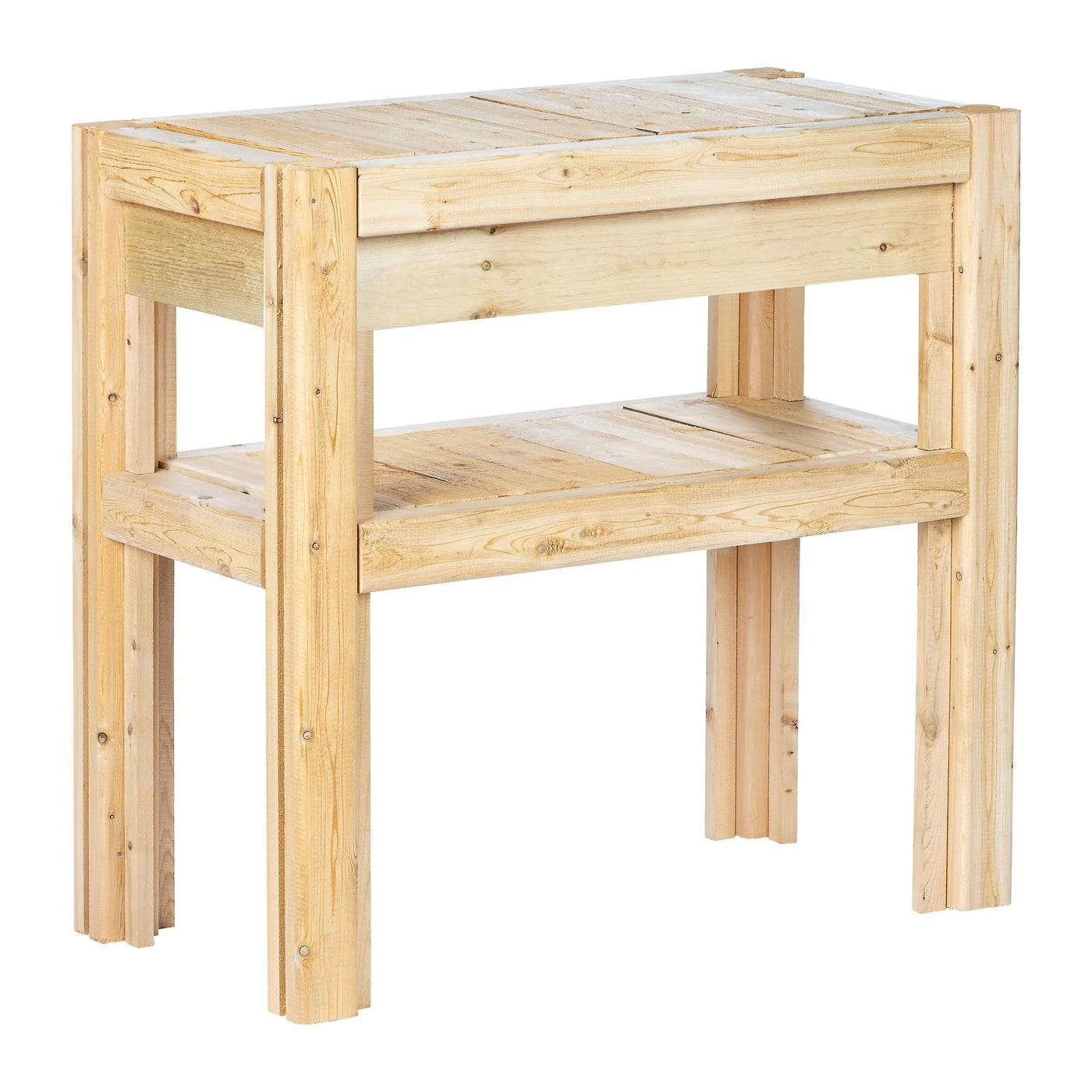 2 Tier Adjustable Cedar Wood Garden Storage Shelves - Image 5