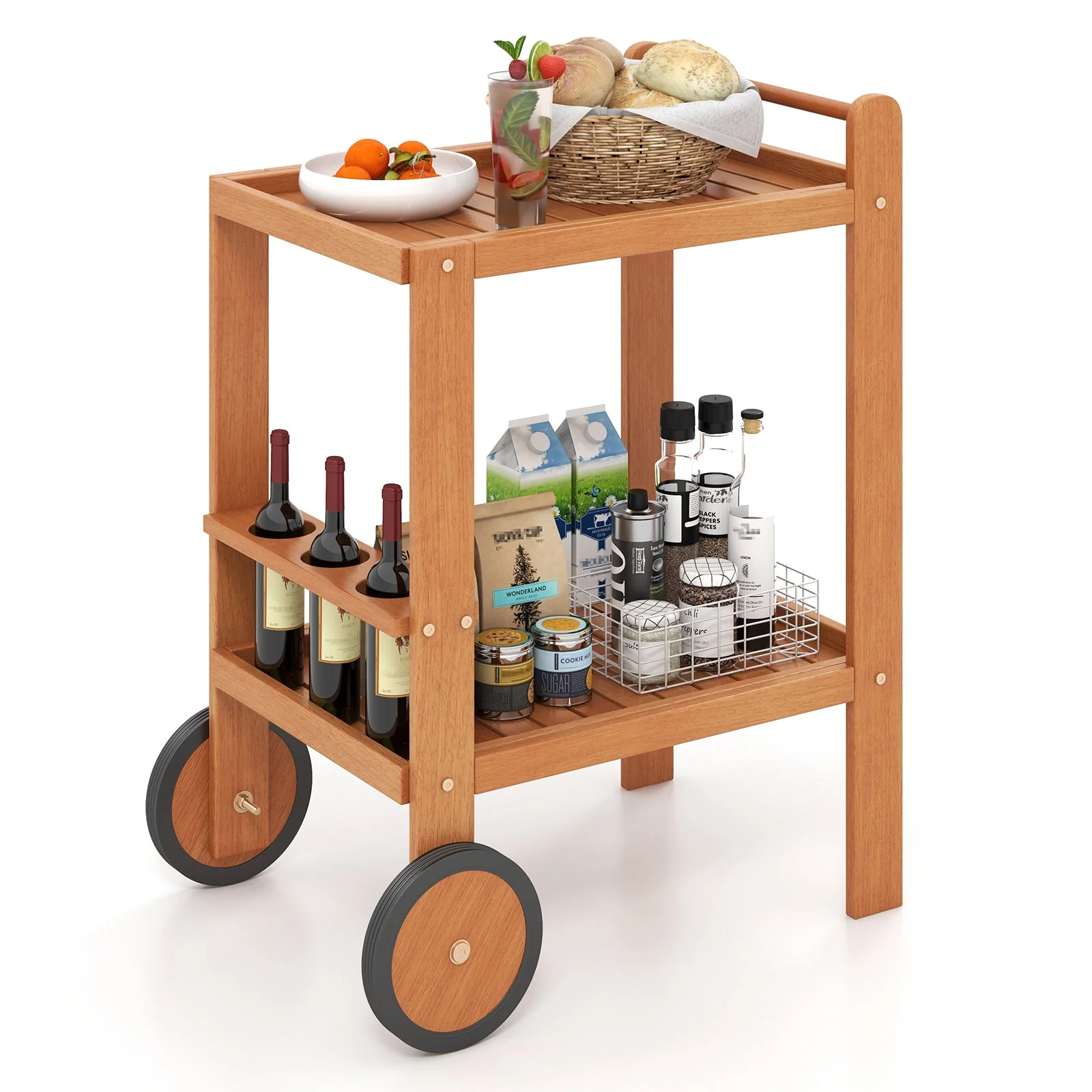 2 Tier Rolling Serving Cart - Image 3
