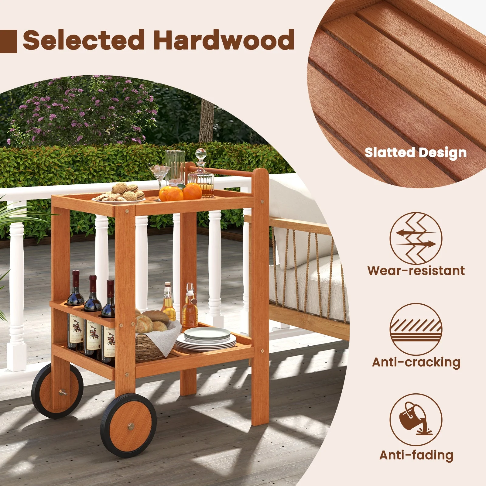 2 Tier Rolling Serving Cart - Image 6