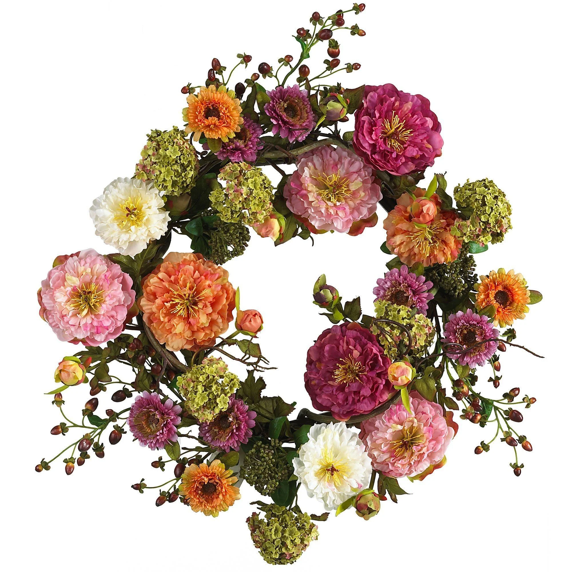 Mixed Peony Wreath, 24" - Image 5