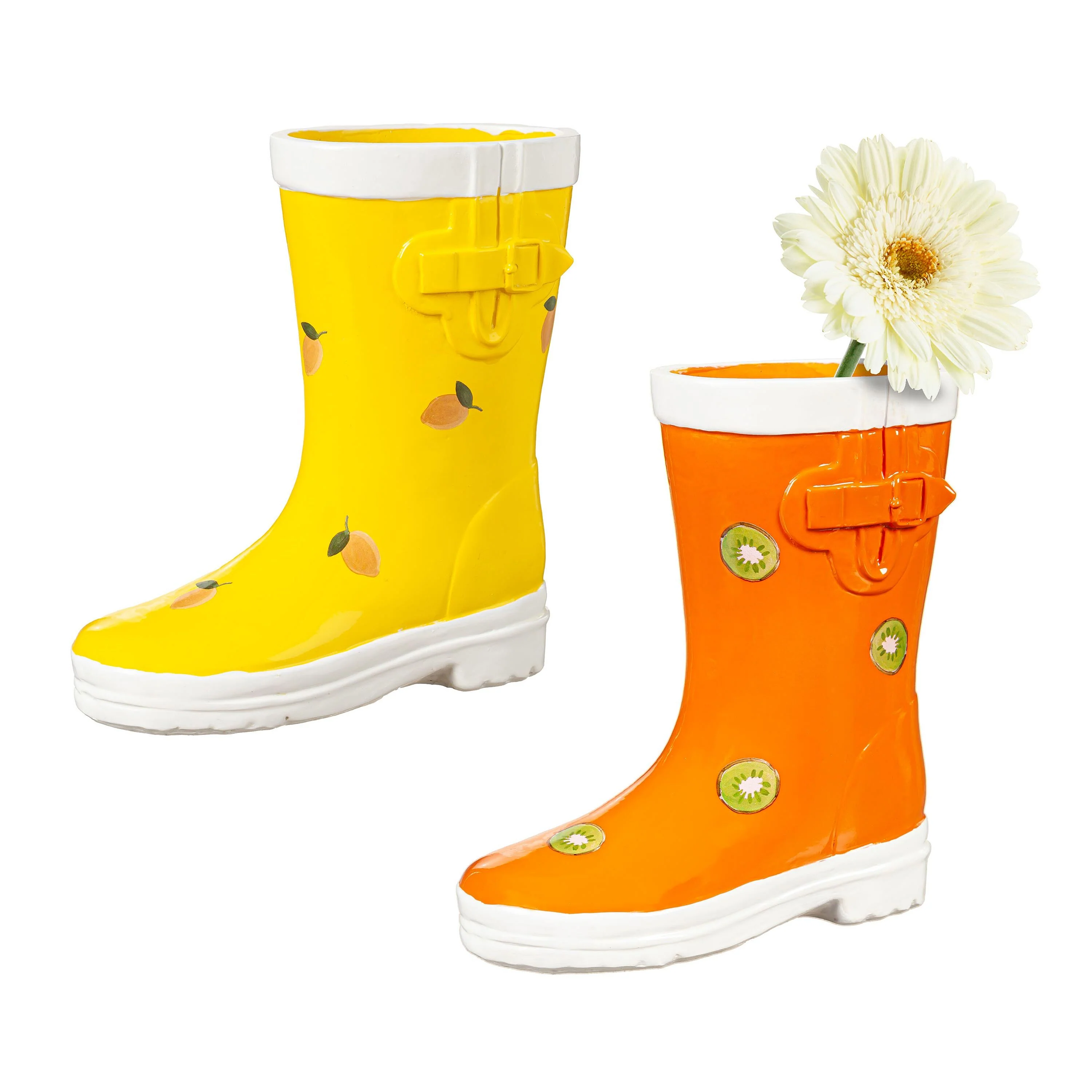 Multi-Color Fun Fruits Rain Boot Planter, Set of 2 - Image 4