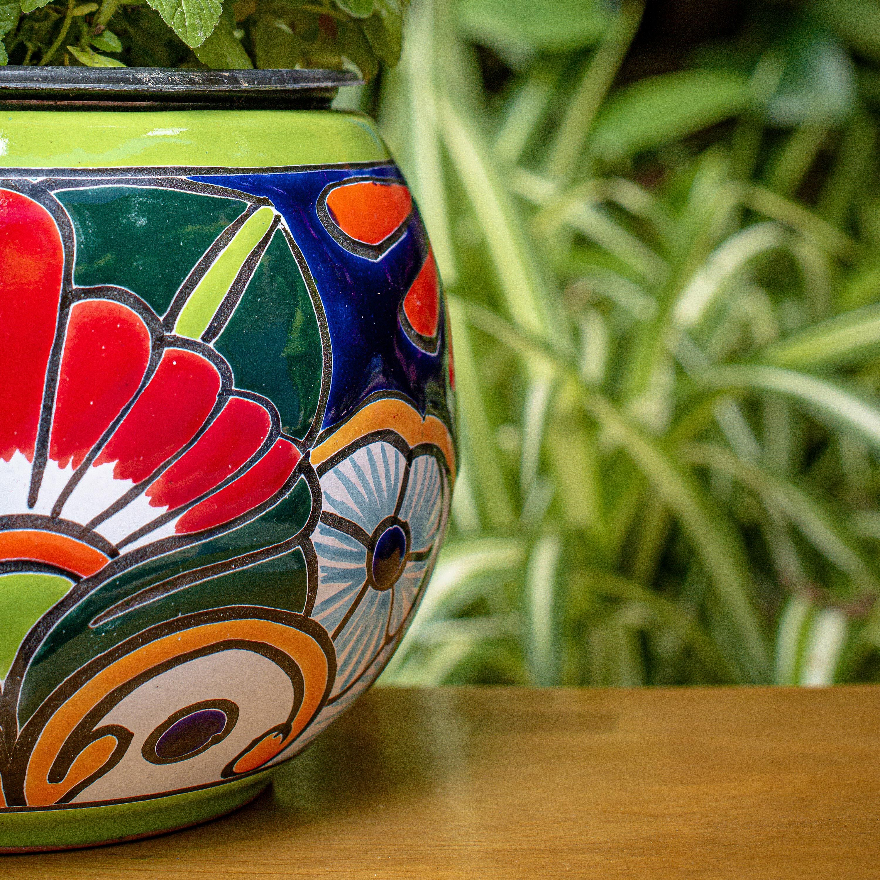 Green Talavera Baul Planter, Medium - Image 2