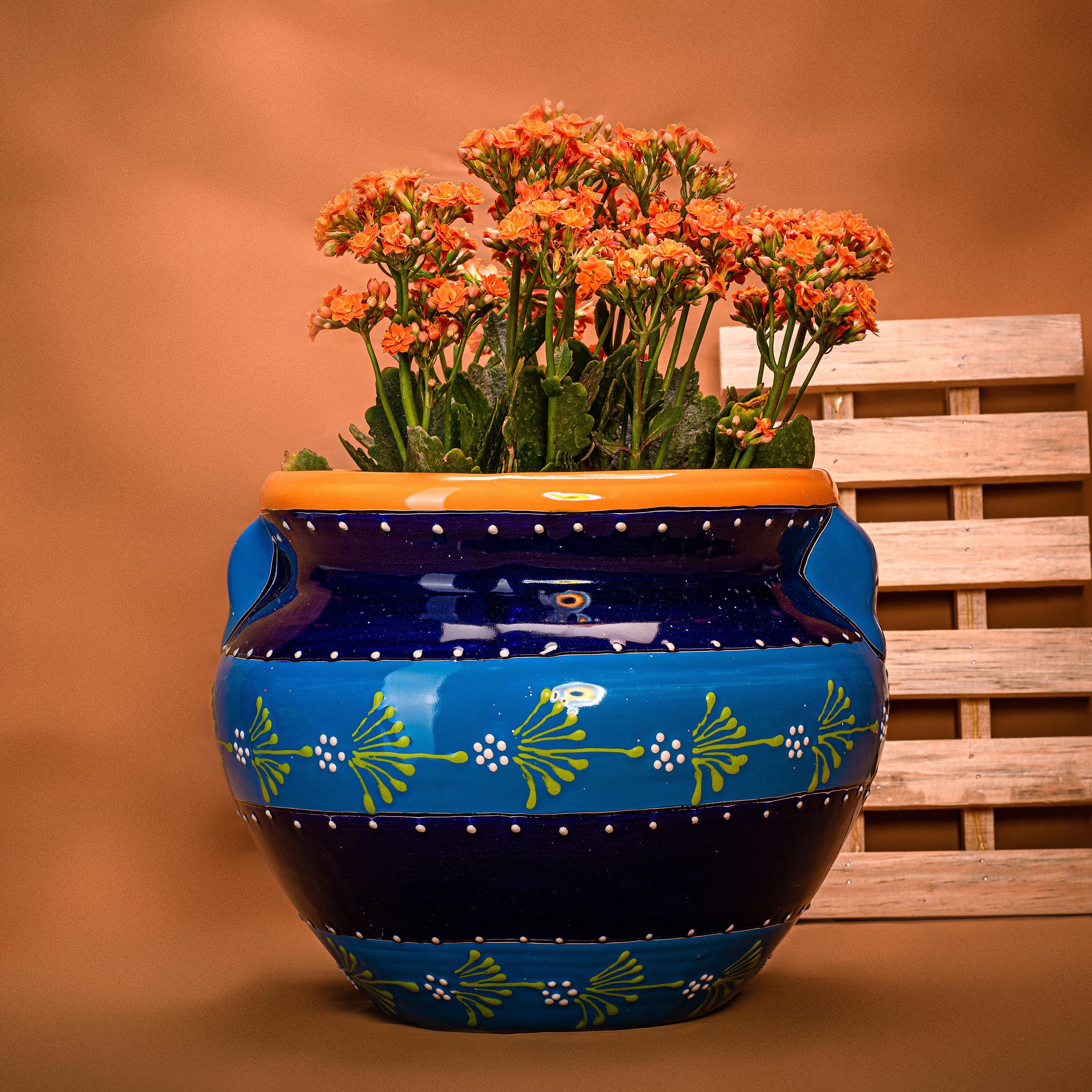 12" Striped Blue Talavera Chata - Image 8