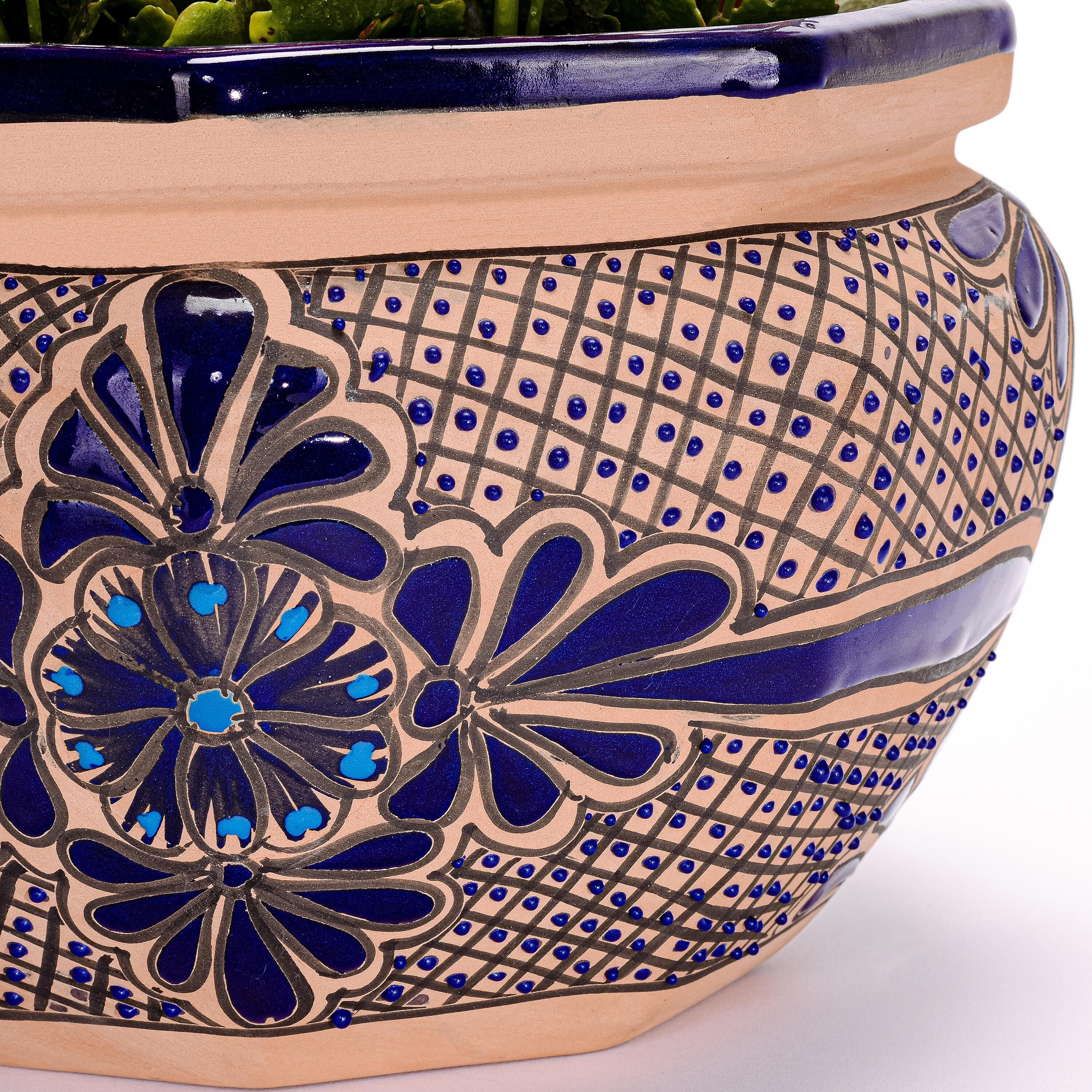 13" Blue Detailed Talavera Octogonal Chata - Image 3
