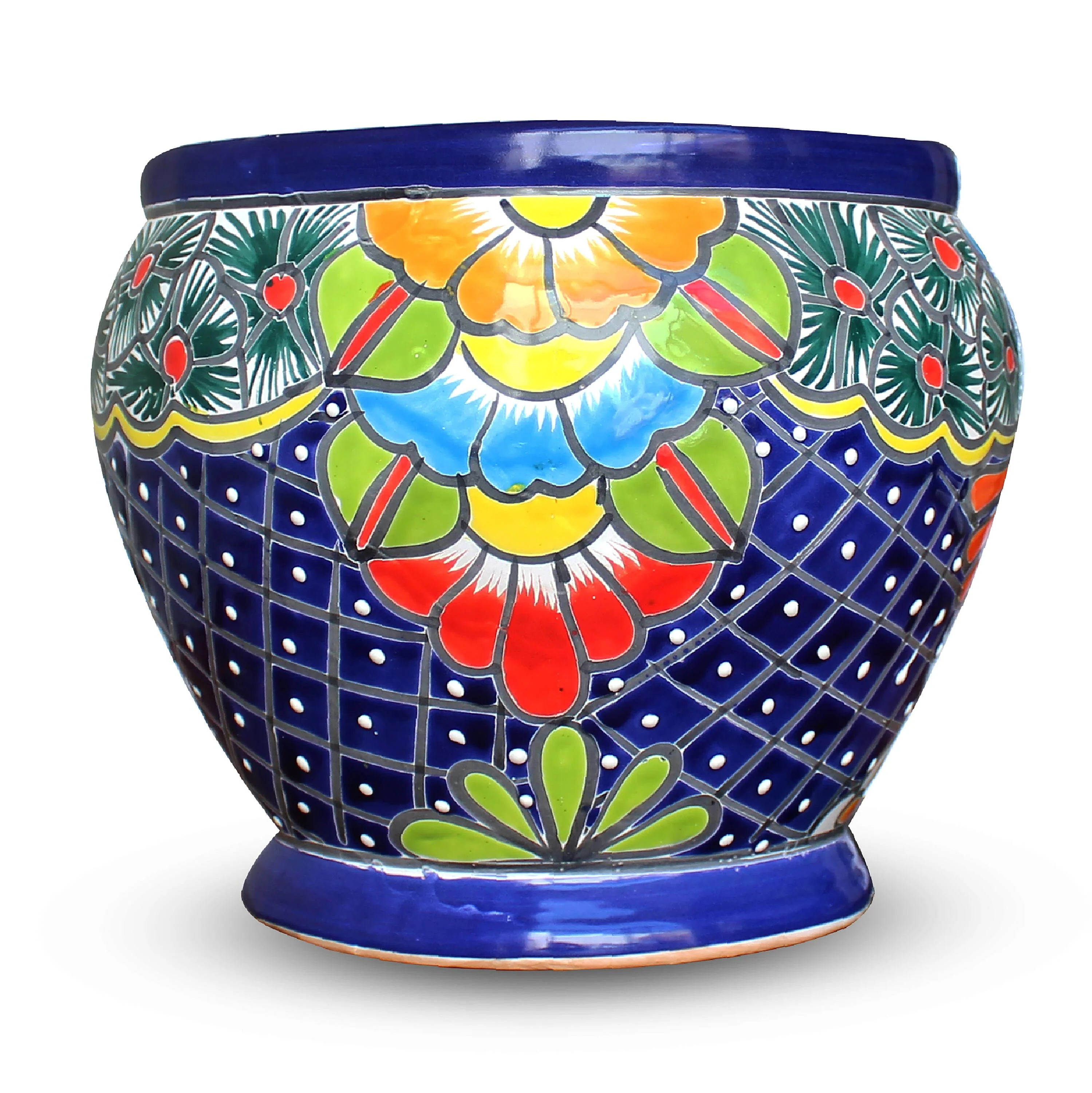 Large Blue Talavera Bowl Planter