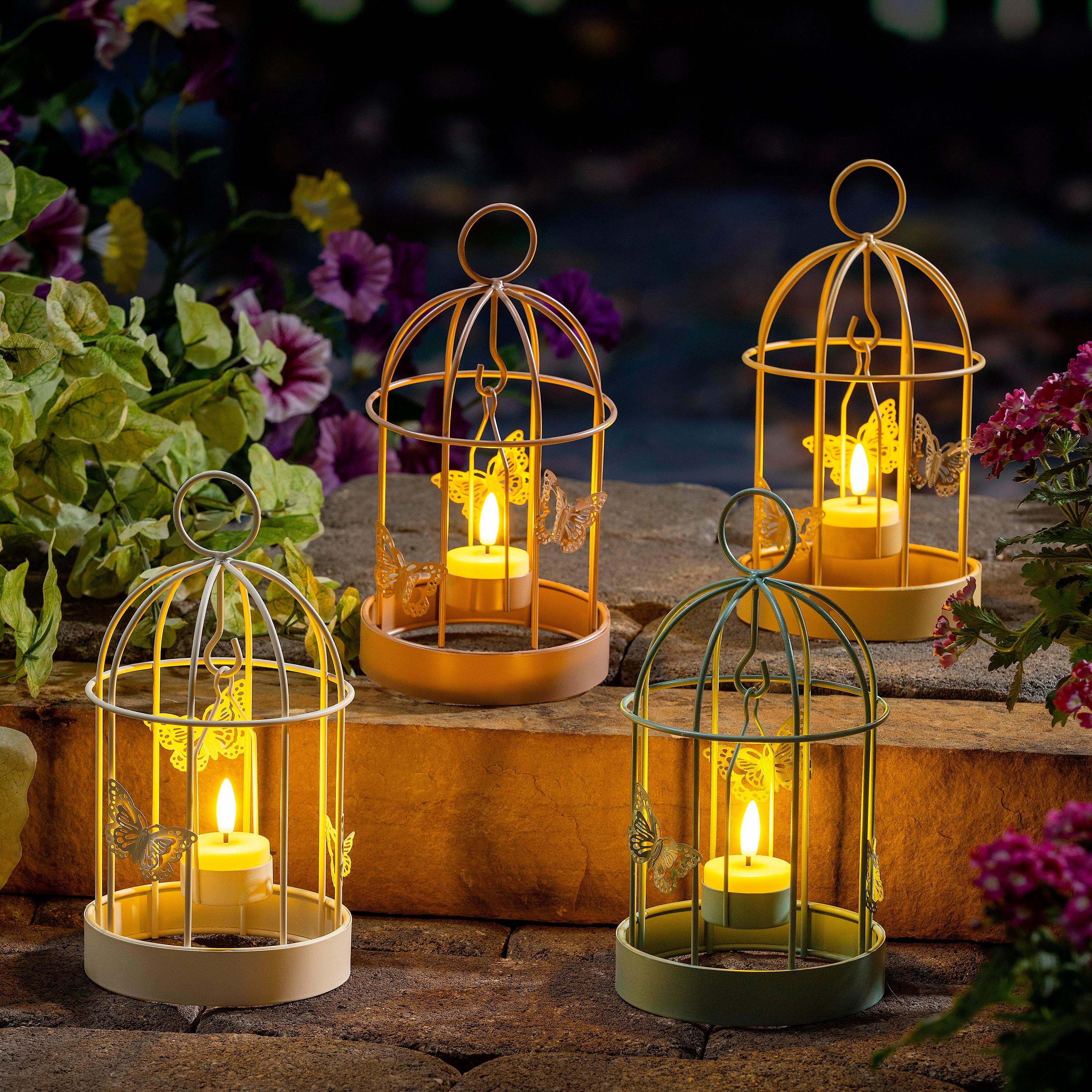 Bird Cage LED Candle Lantern, Yellow - Image 2