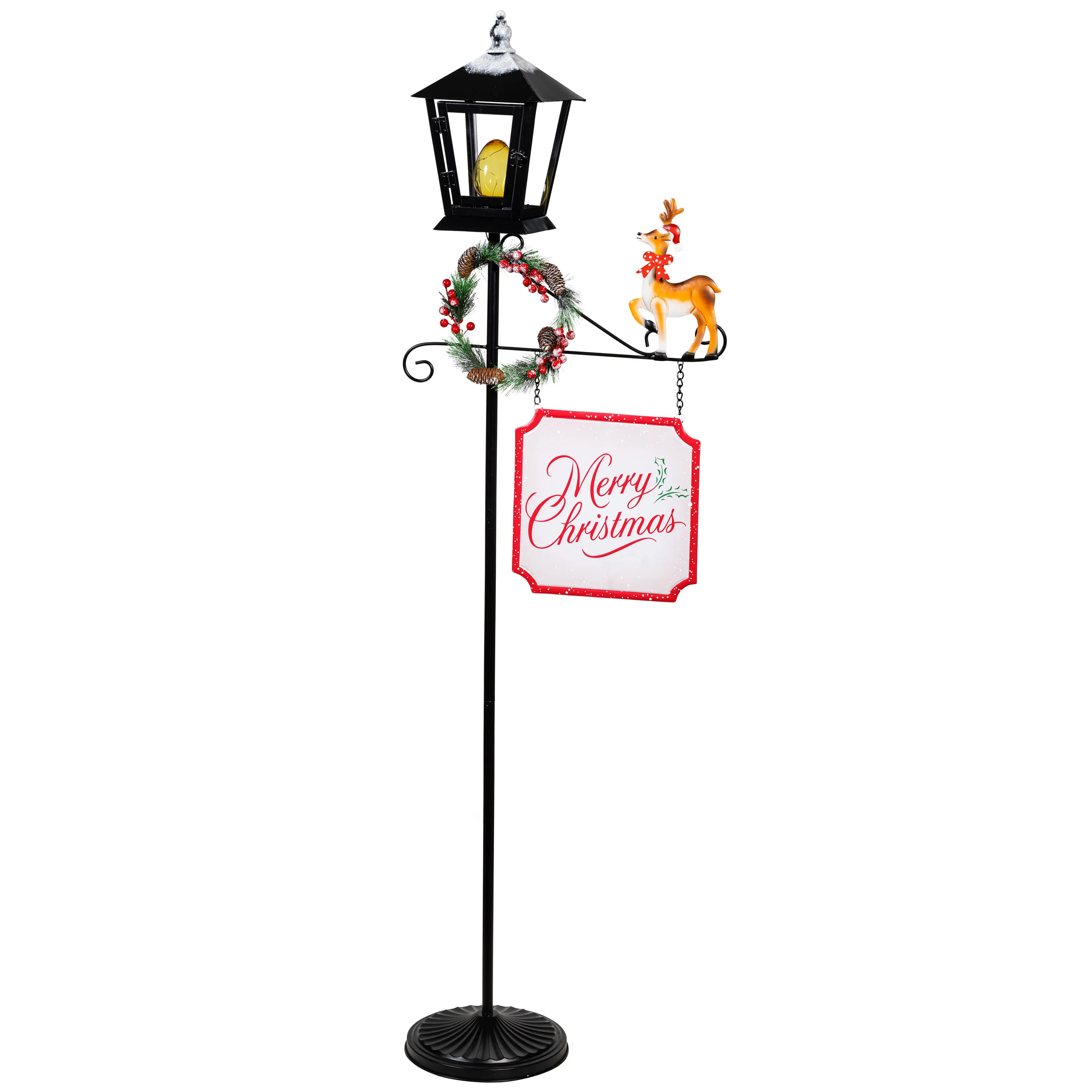 Howdy Holidays Garden Statue, LED Metal Statue, Lamp Post, 71"H - Image 4