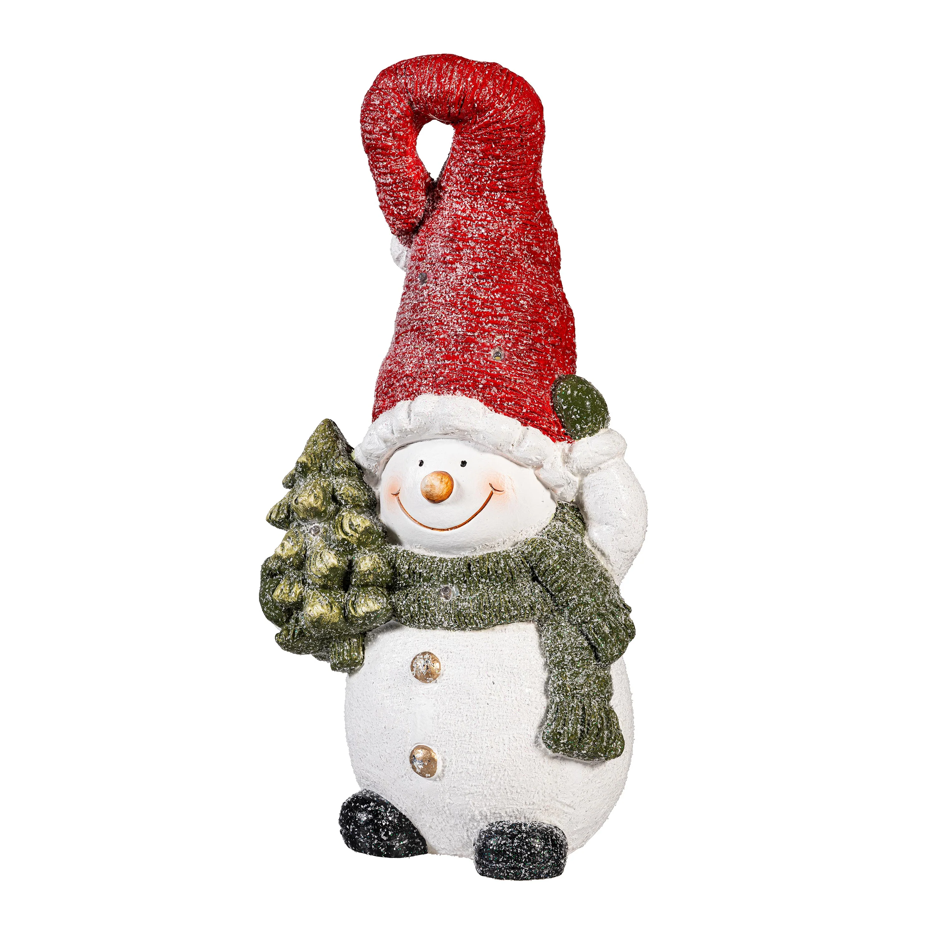 Glittering Snowman LED Resin Garden Statue, 18"H - Image 2