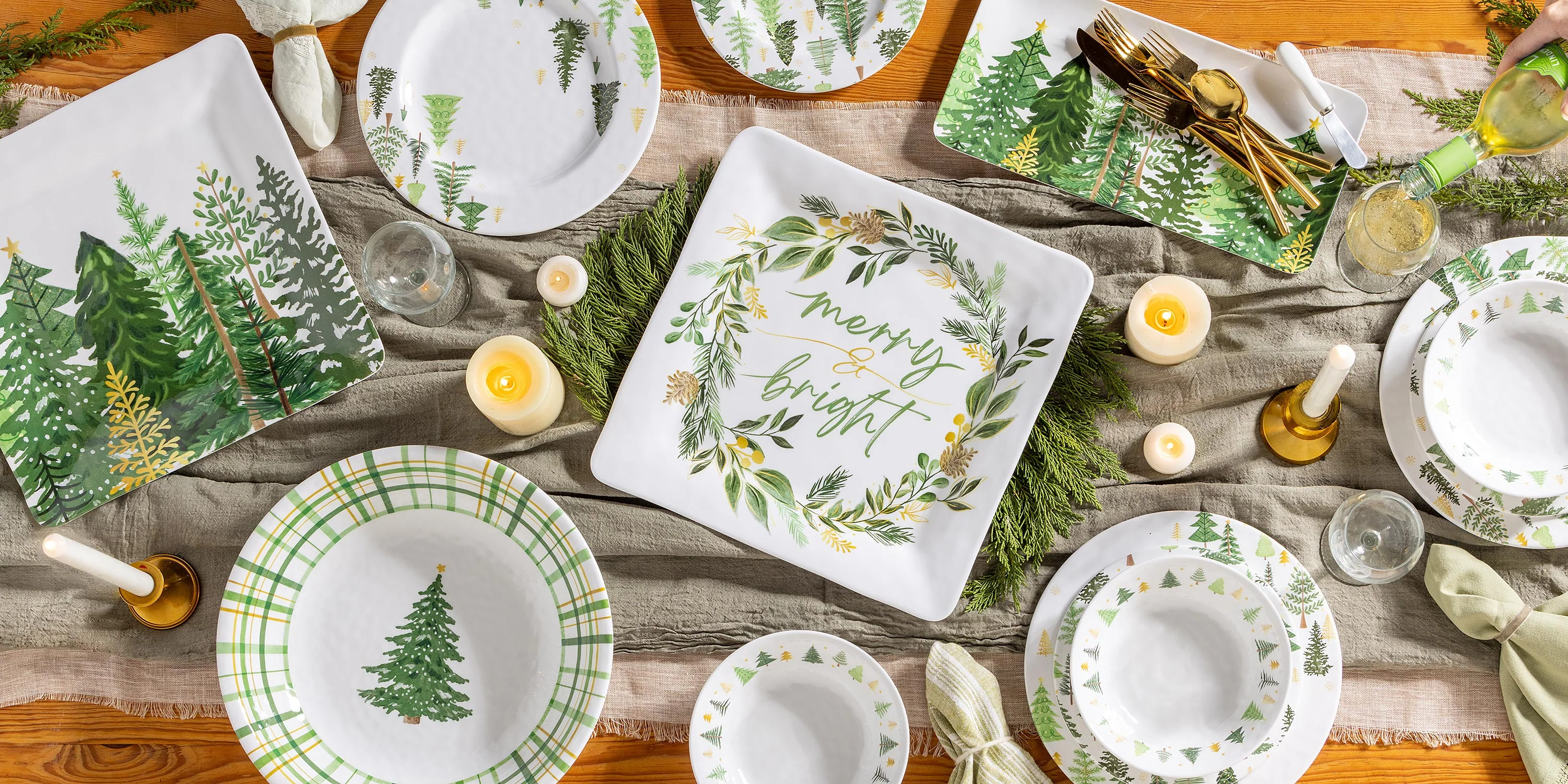 Shades of Emerald Serveware Rectangular Melamine Platter with Spreader Set - Image 3
