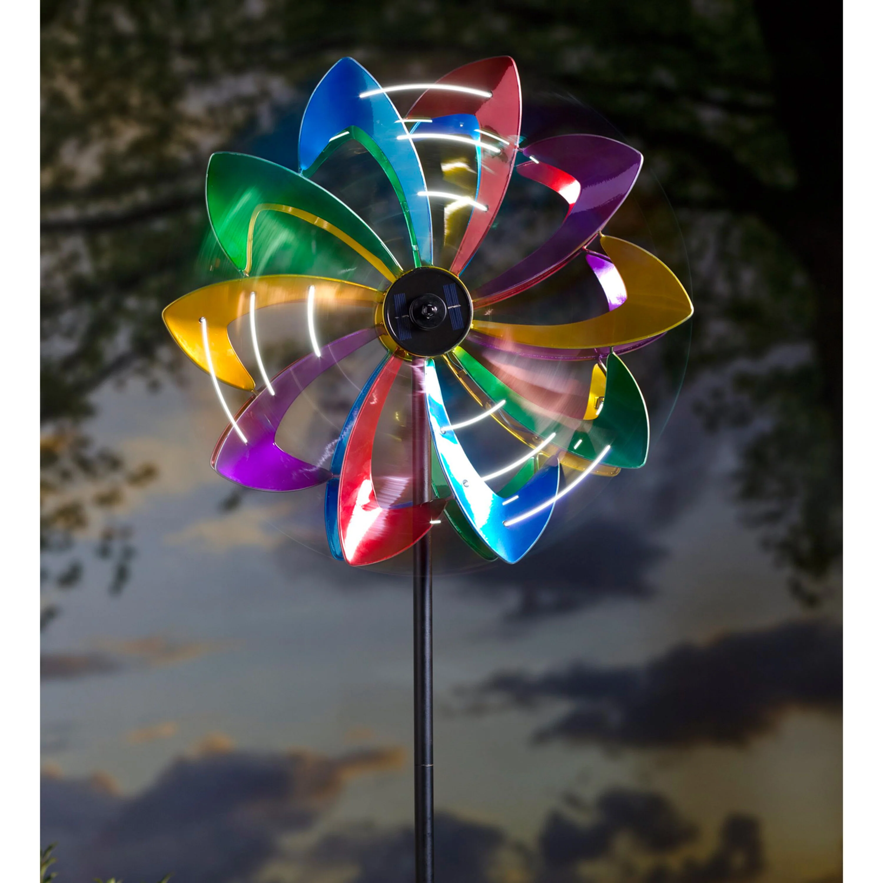75" LED Solar Flower Wind Spinner - Image 2