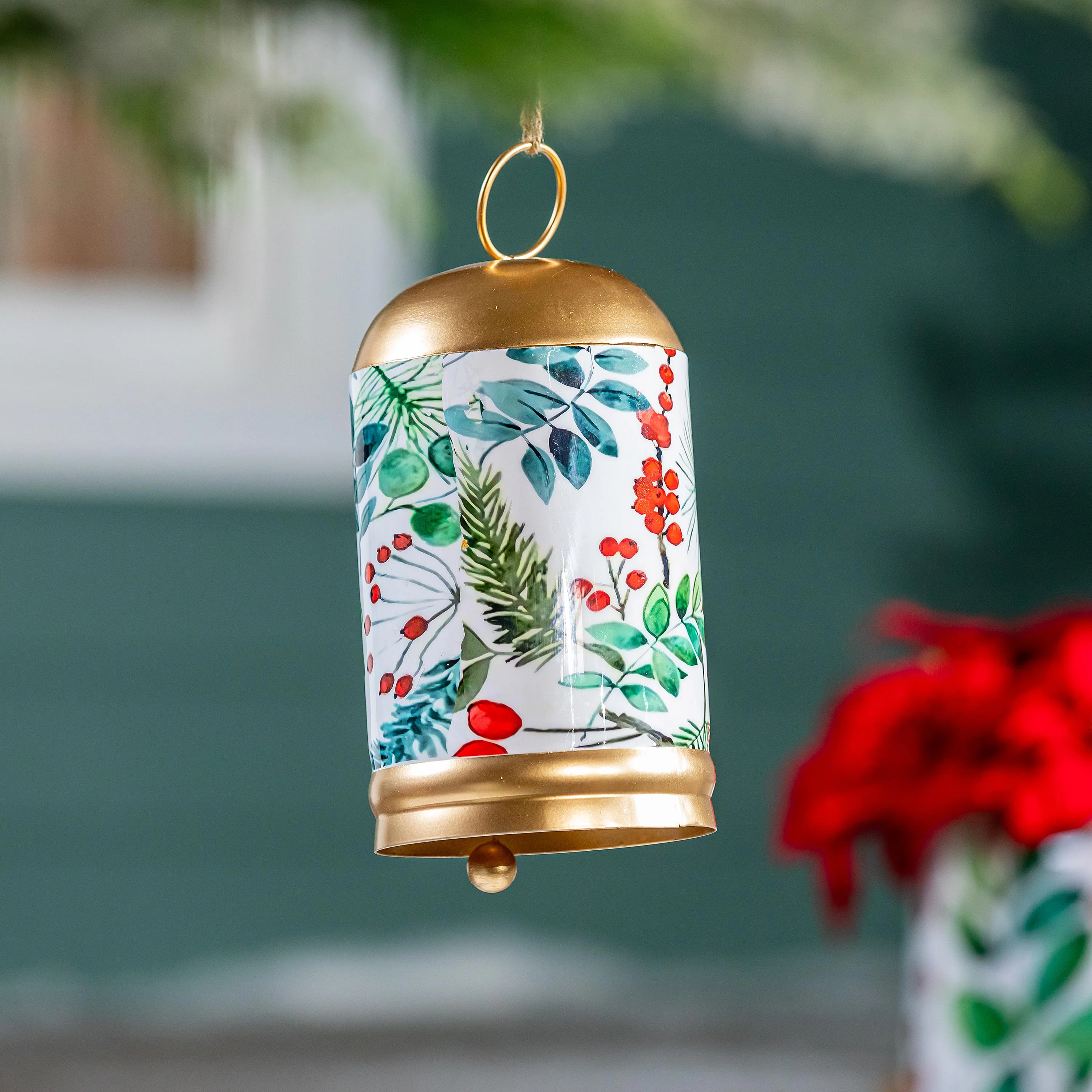 Festive Foliage Printed Garden Bell, 10" H
